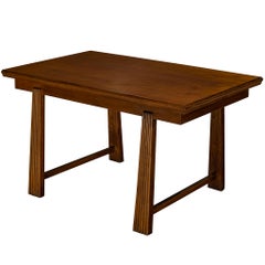 1940s Italian Chestnut Dining Table with Fluted Legs