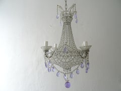 1940s Italian Completely Beaded Basket Lavender Purple Chandelier, circa 1920