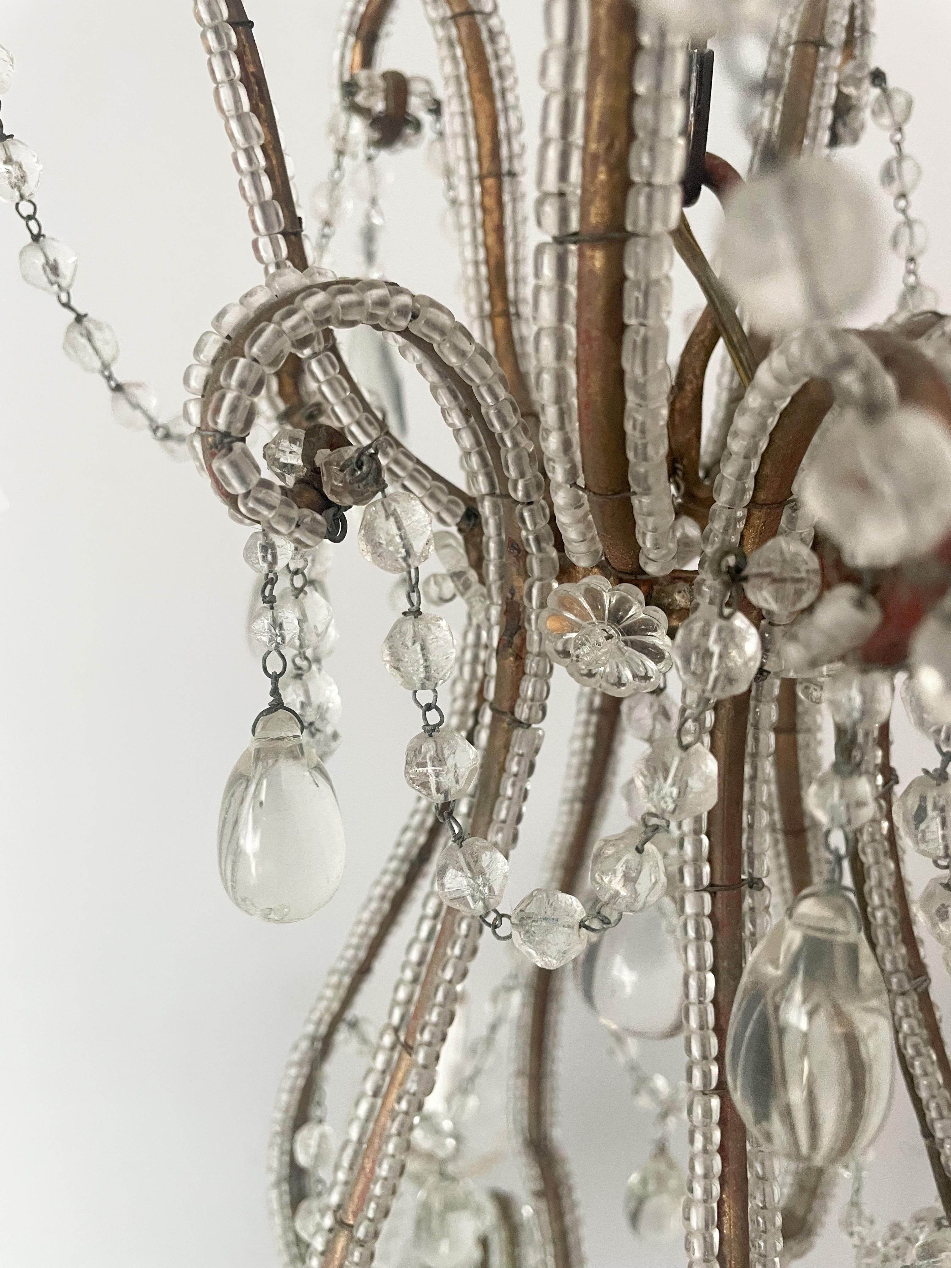 Mid-20th Century 1940s Italian Crystal Beaded Chandelier  For Sale