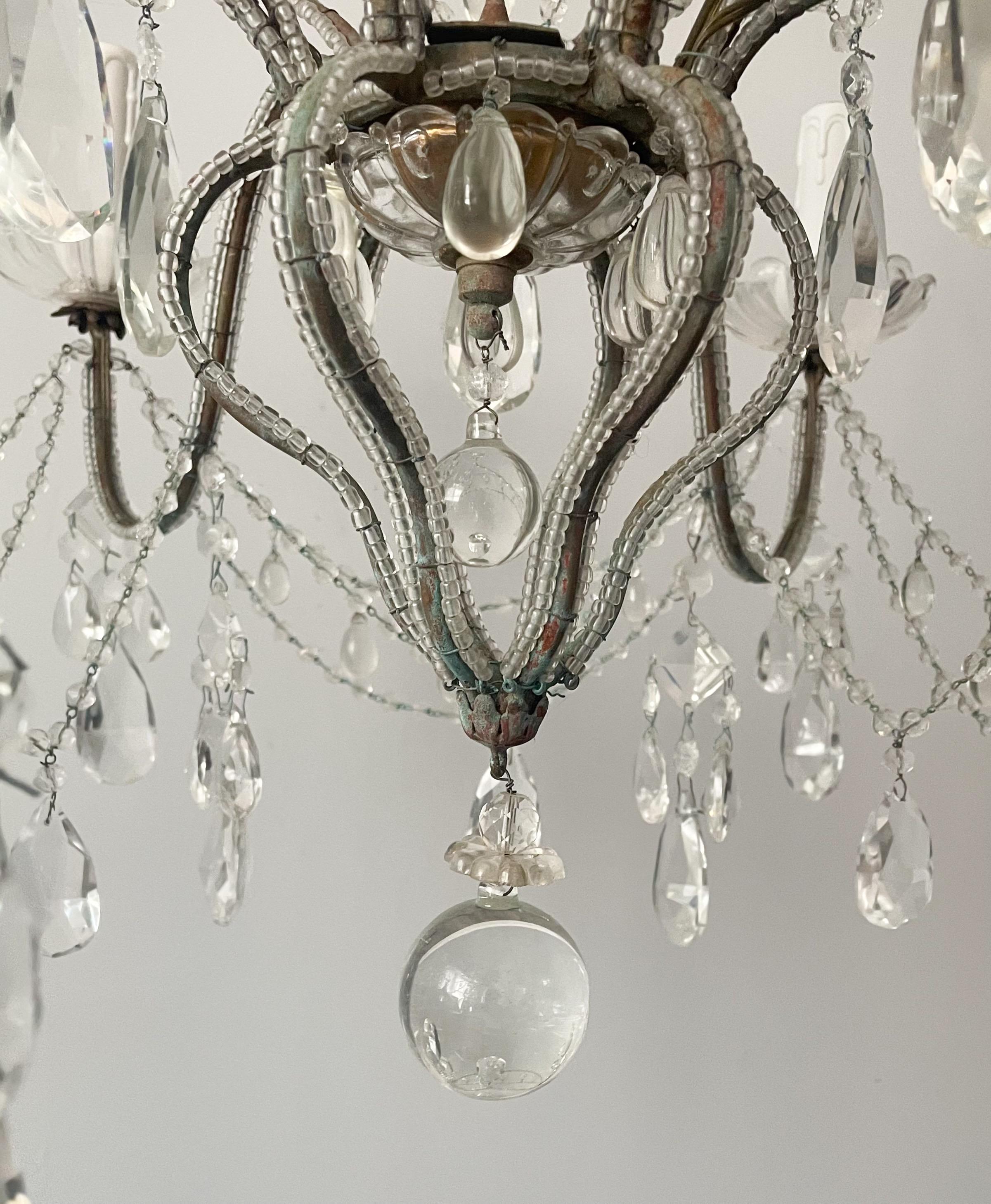 1940s Italian Crystal Beaded Chandelier  For Sale 3