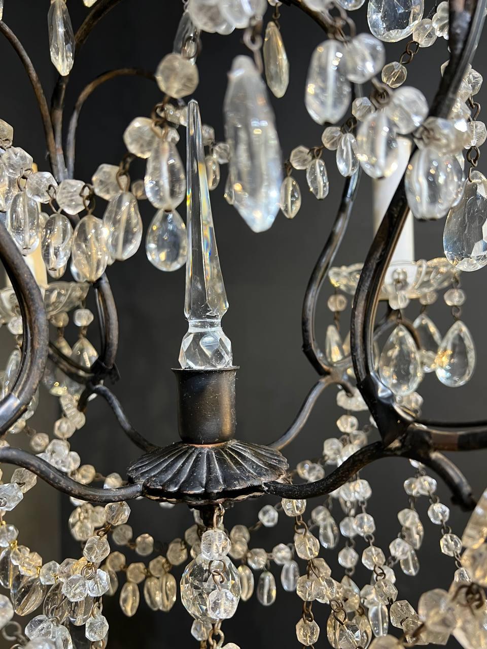 Other 1940's Italian Small Crystal Chandelier For Sale