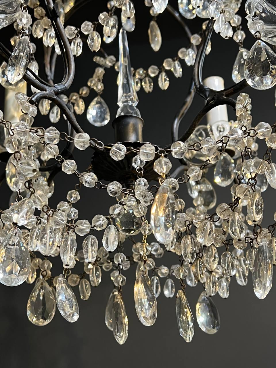 1940's Italian Small Crystal Chandelier In Good Condition For Sale In New York, NY