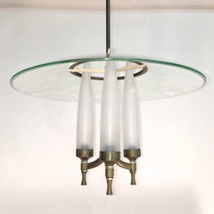 1940s Italian Curved Glass Pendant in the Manner of Fontana Arte