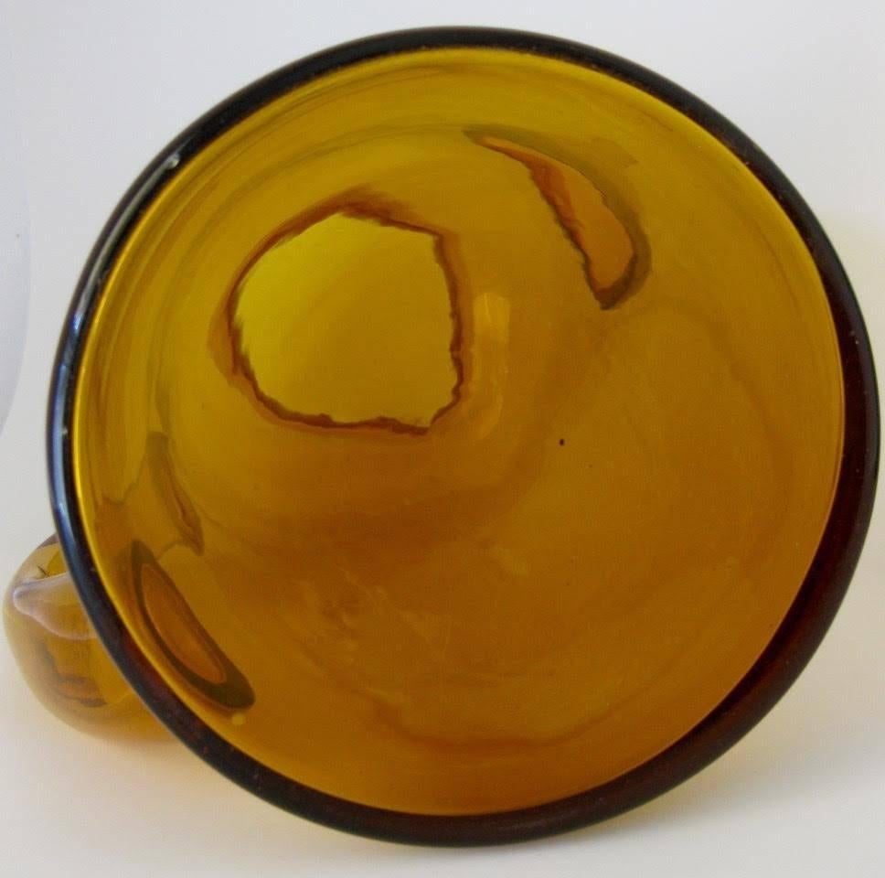 Mid-20th Century 1940s Italian Empoli Amber Art Glass Lidded Pitcher/Tea Pot For Sale