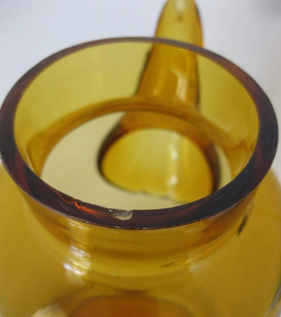1940s Italian Empoli Amber Art Glass Lidded Pitcher/Tea Pot For Sale 1