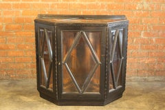 1940s Italian Faceted Carved Vitrine Cabinet