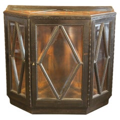 1940s Italian Faceted Carved Vitrine Cabinet