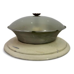 1940s Italian Flush mounted Ceiling Light with Star Etched Glass