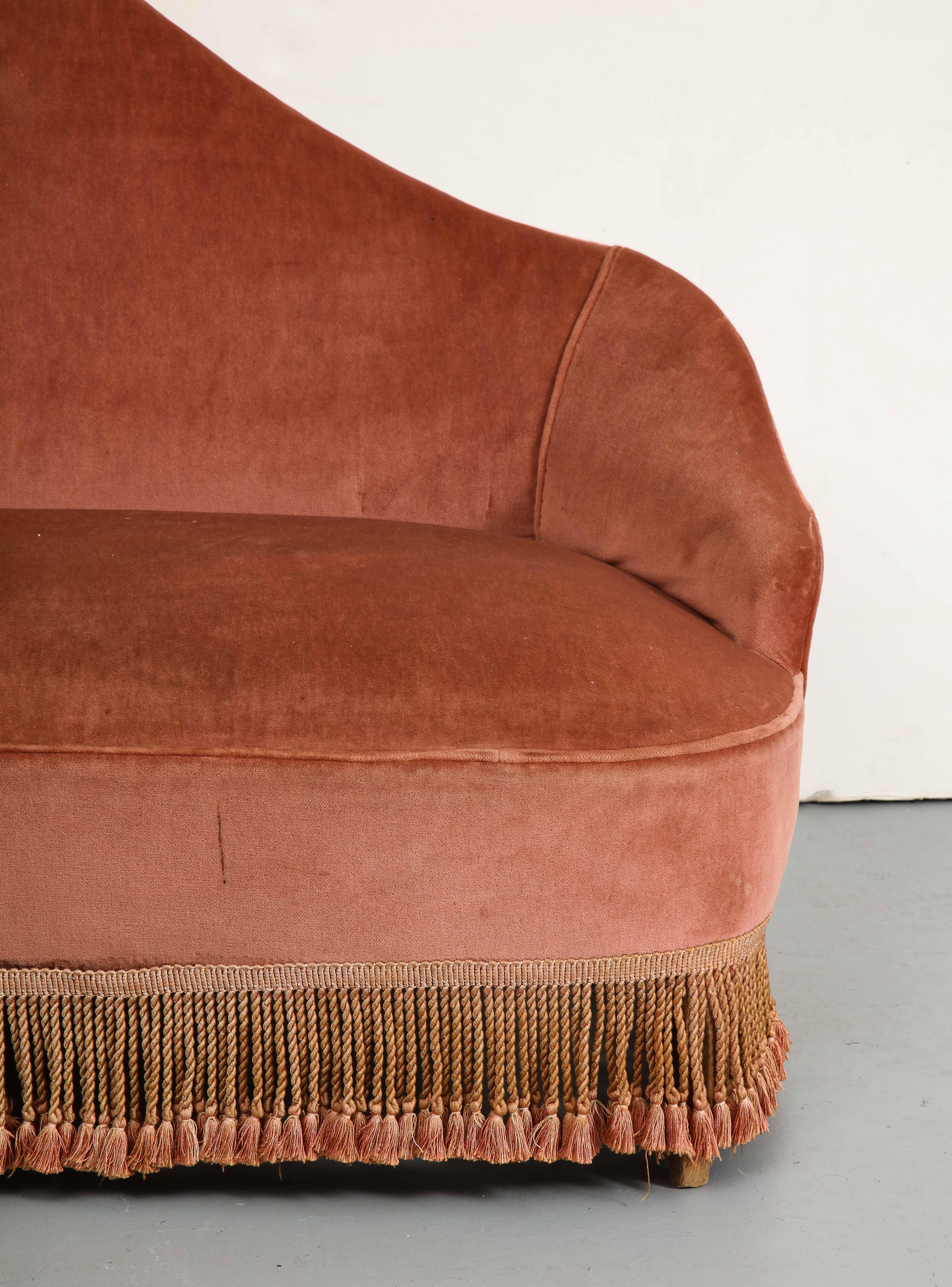 1940s Italian Fringed Settee attributed to Fede Cheti  4