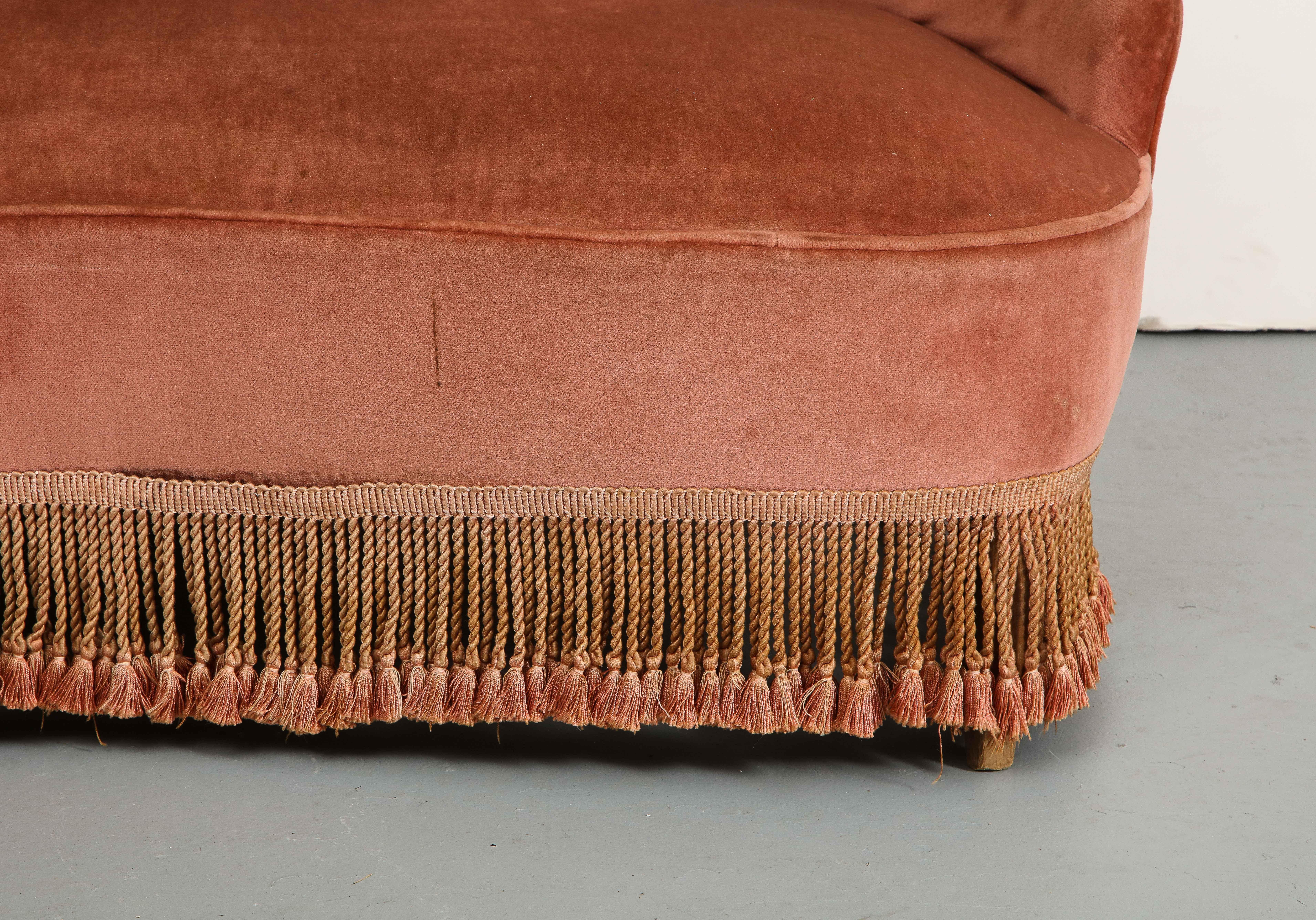 1940s Italian Fringed Settee attributed to Fede Cheti  5
