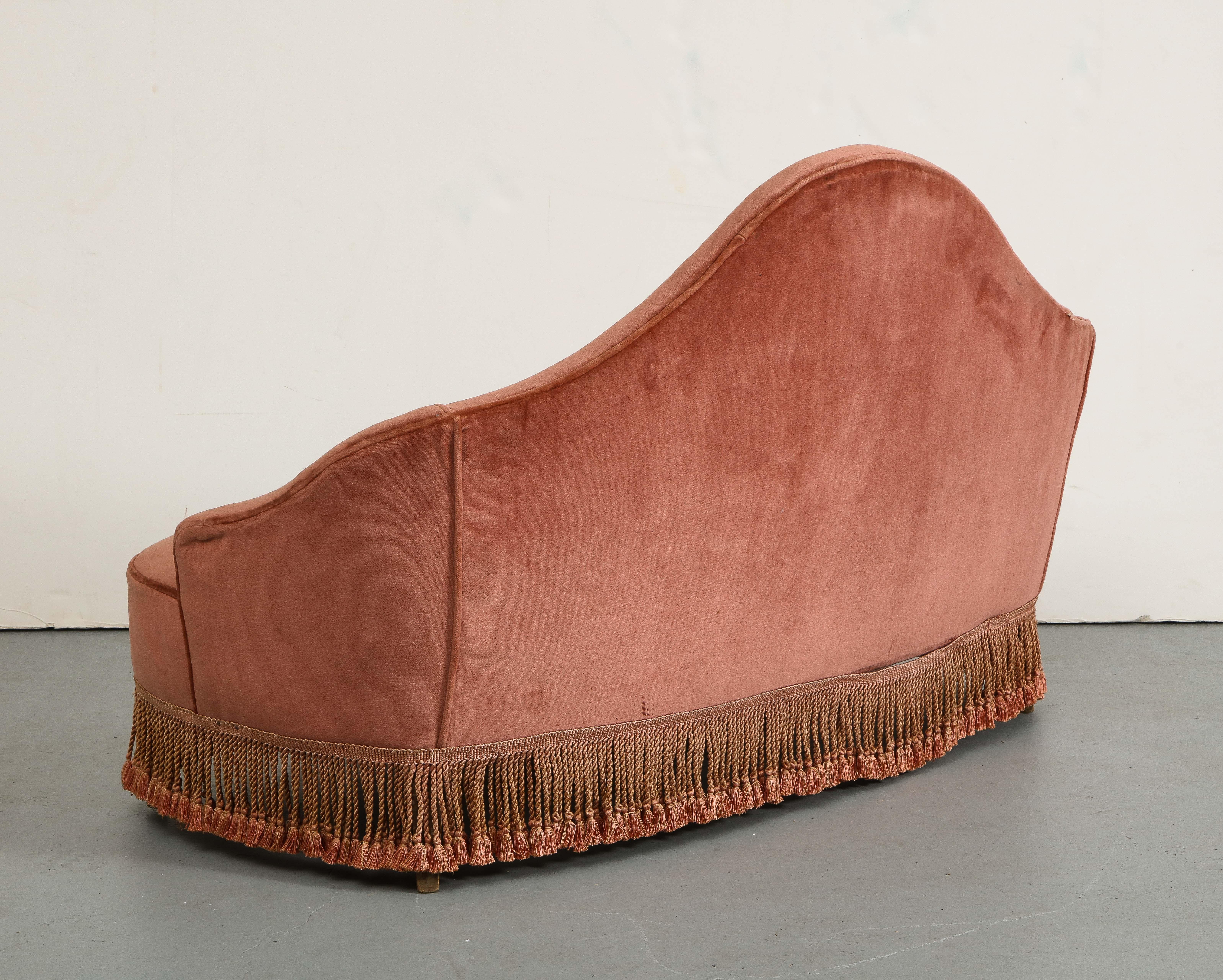 Mid-20th Century 1940s Italian Fringed Settee attributed to Fede Cheti 