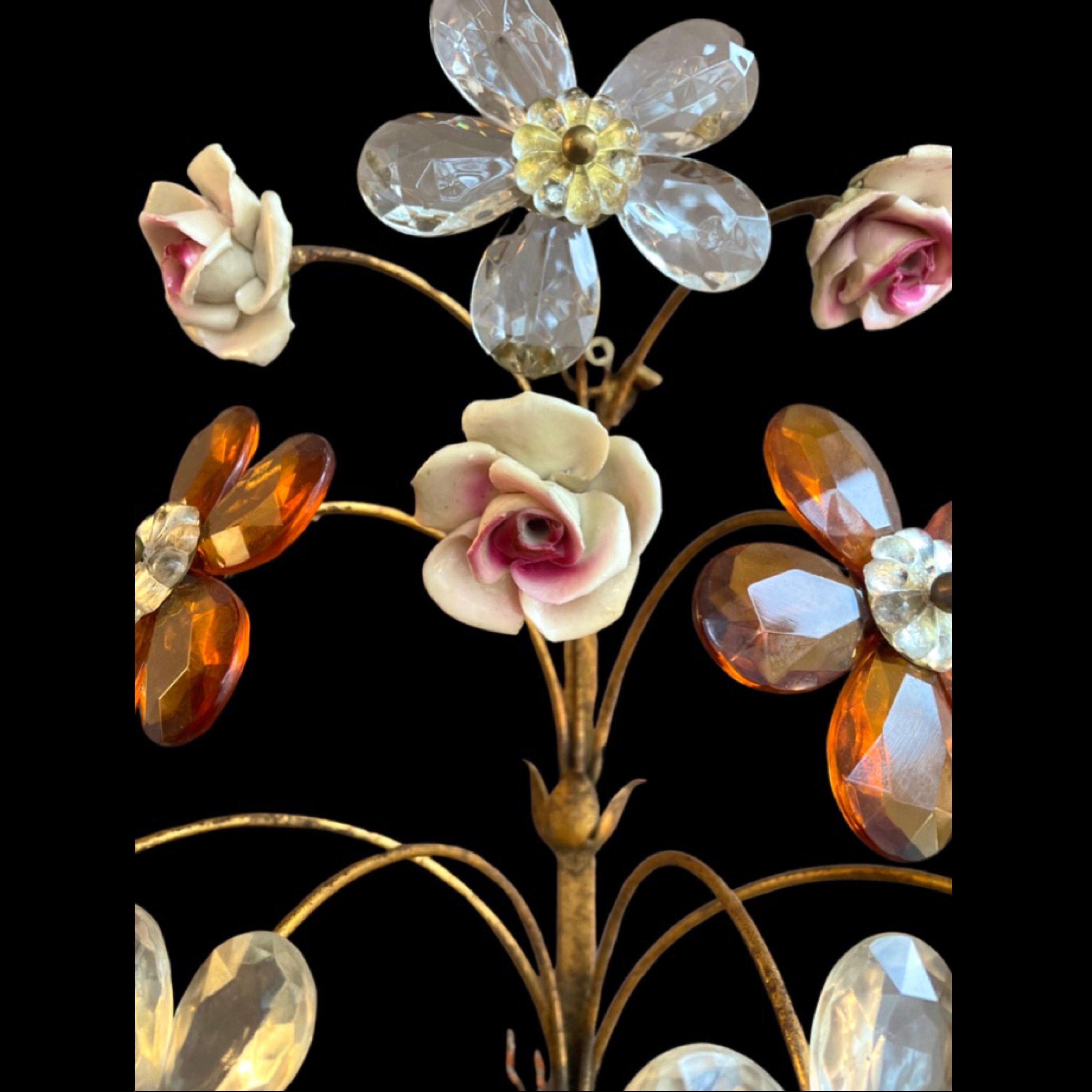 Metal 1940s Italian Gilt Floral Wall Lights For Sale