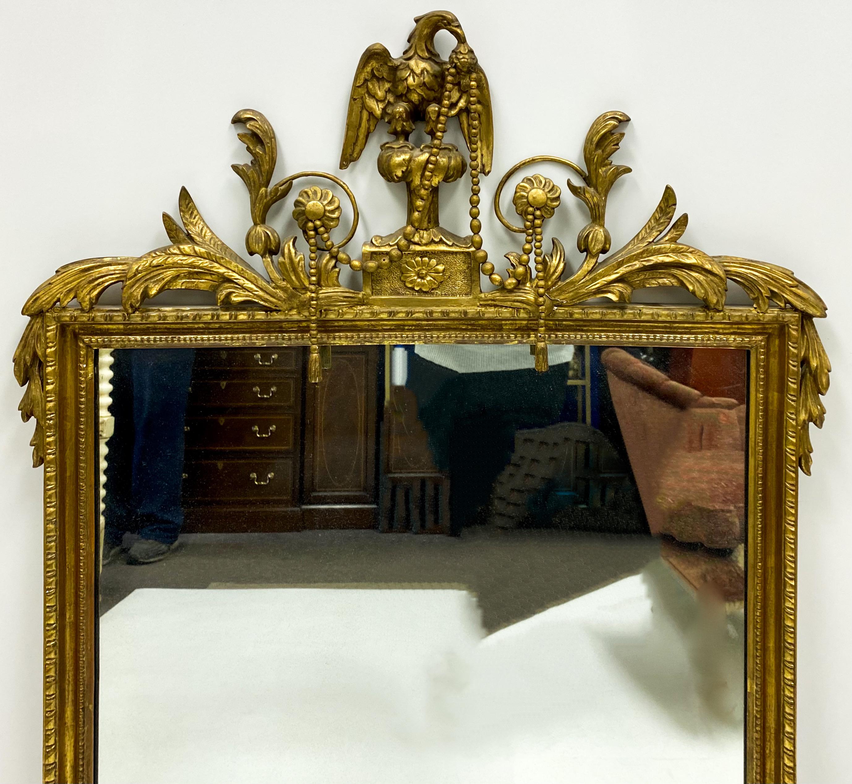 1940s Italian Giltwood Federal Style Mirror with Carved Eagle In Good Condition In Kennesaw, GA