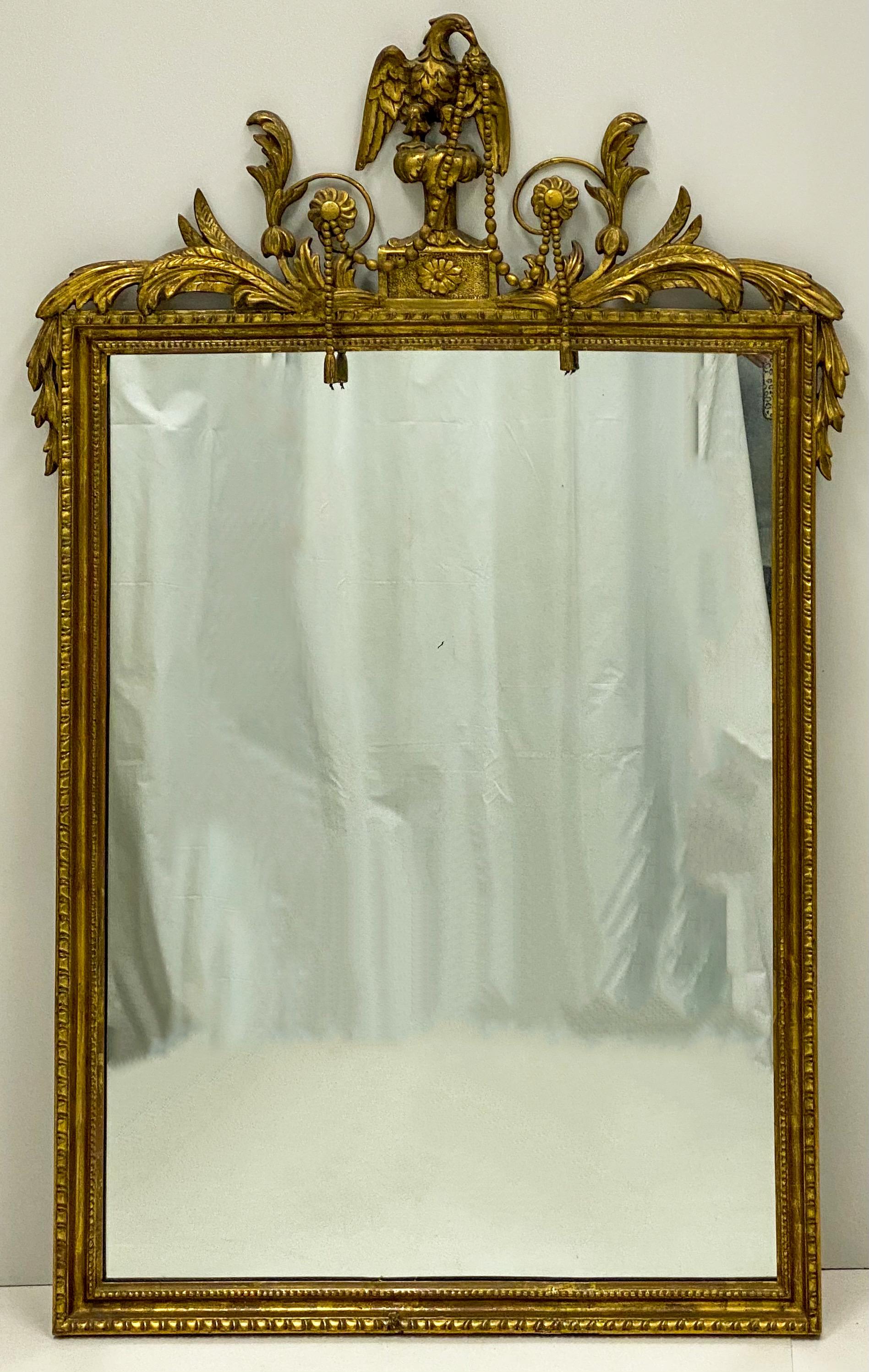 20th Century 1940s Italian Giltwood Federal Style Mirror with Carved Eagle