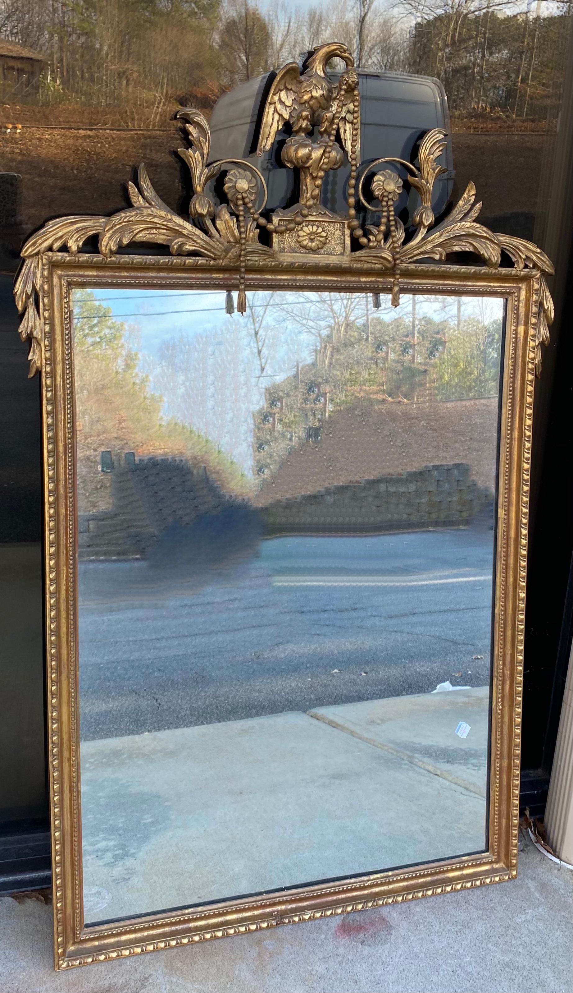 1940s Italian Giltwood Federal Style Mirror with Carved Eagle 1