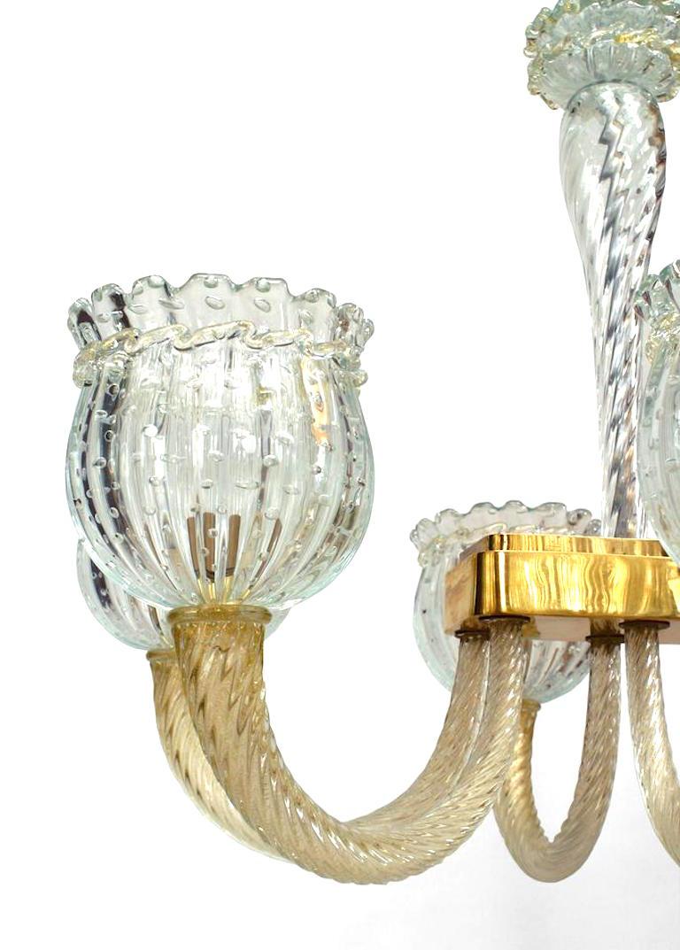 Barovier et Toso, Italienischer Muranoglas-Kronleuchter mit Goldstaub-Blasenstaub im Zustand „Gut“ im Angebot in New York, NY