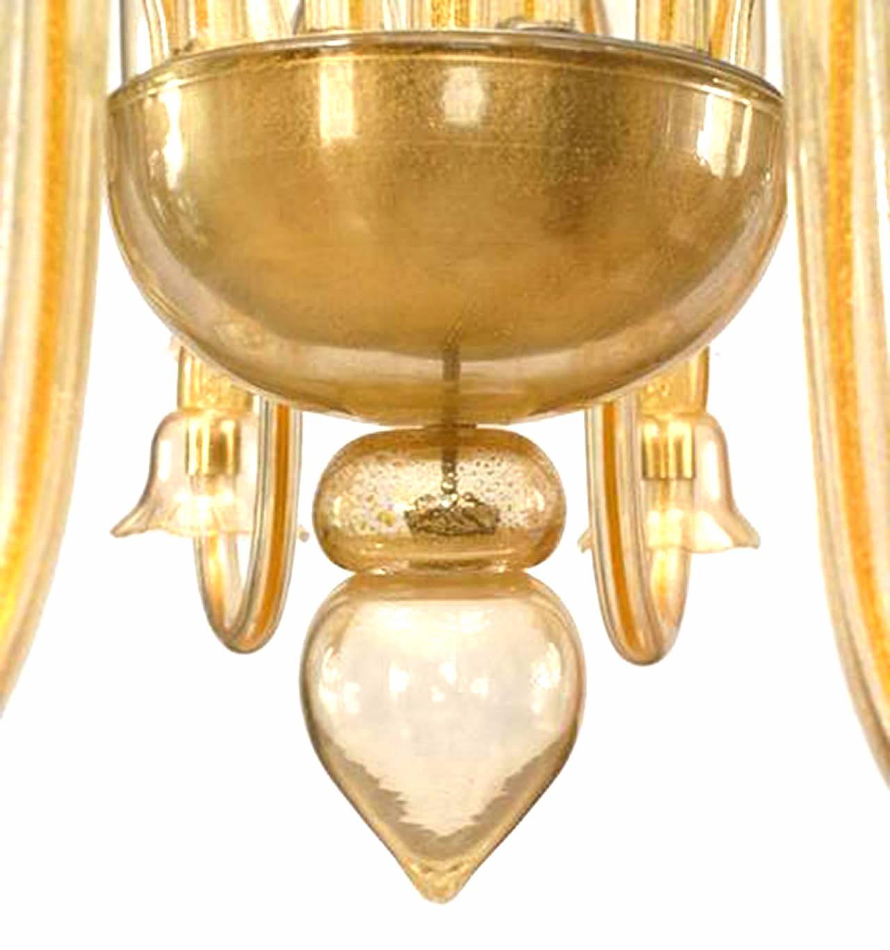 Mid-20th Century Seguso Italian Mid-Century Murano Gold Dusted Glass Chandelier