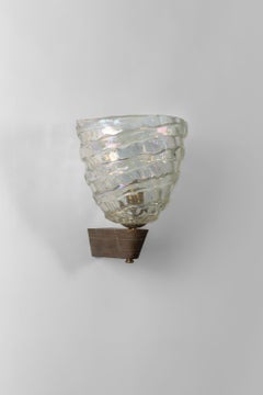 Applique murale italienne en verre de Murano irisé des années 1940, signée Barovier e Toso