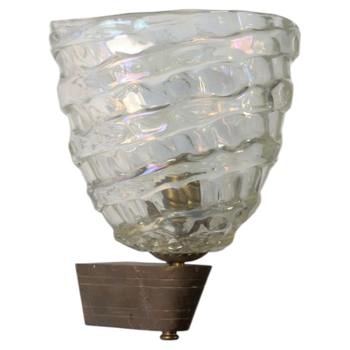 1940s Italian Iridescent Murano Glass Wall Light by Barovier e Toso