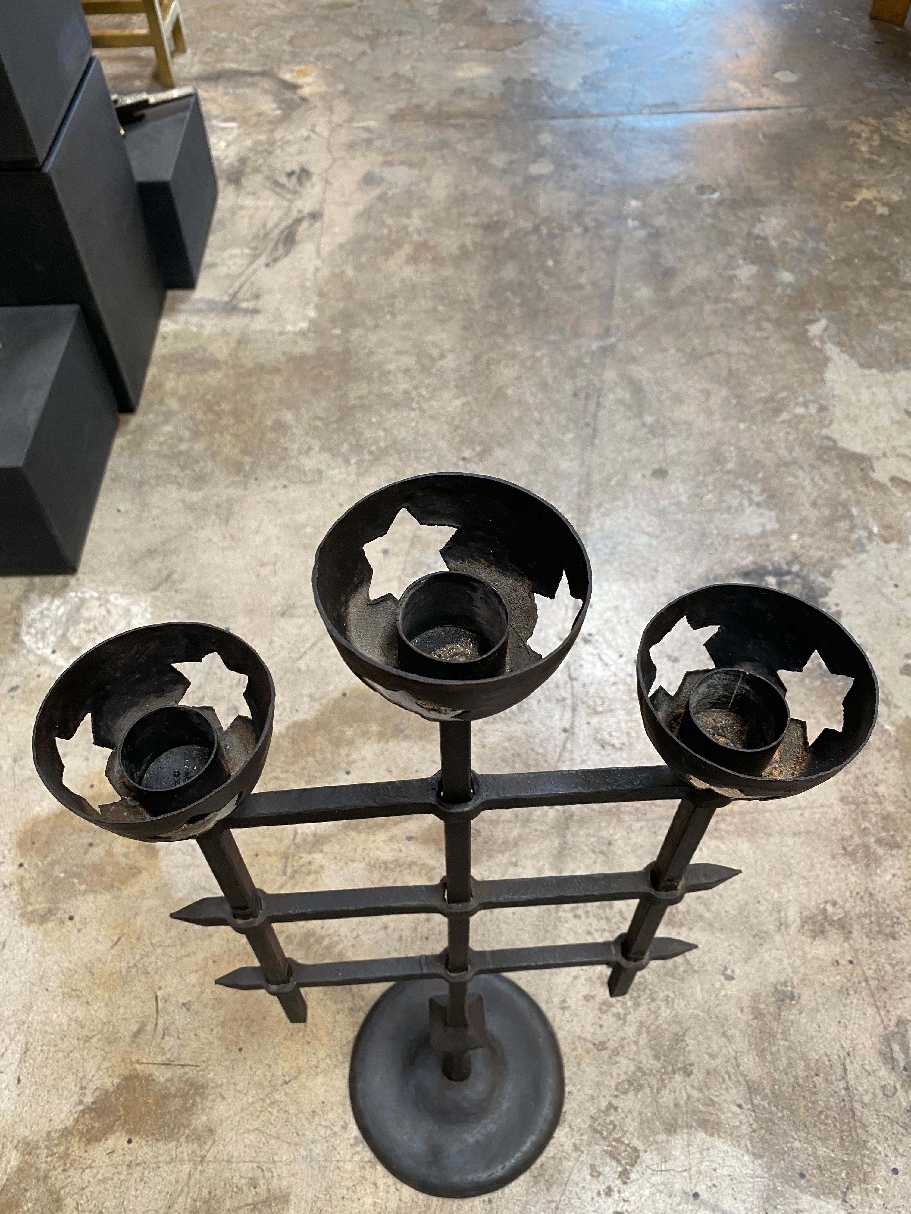 1940s Italian Iron Candelabra In Good Condition For Sale In Los Angeles, CA