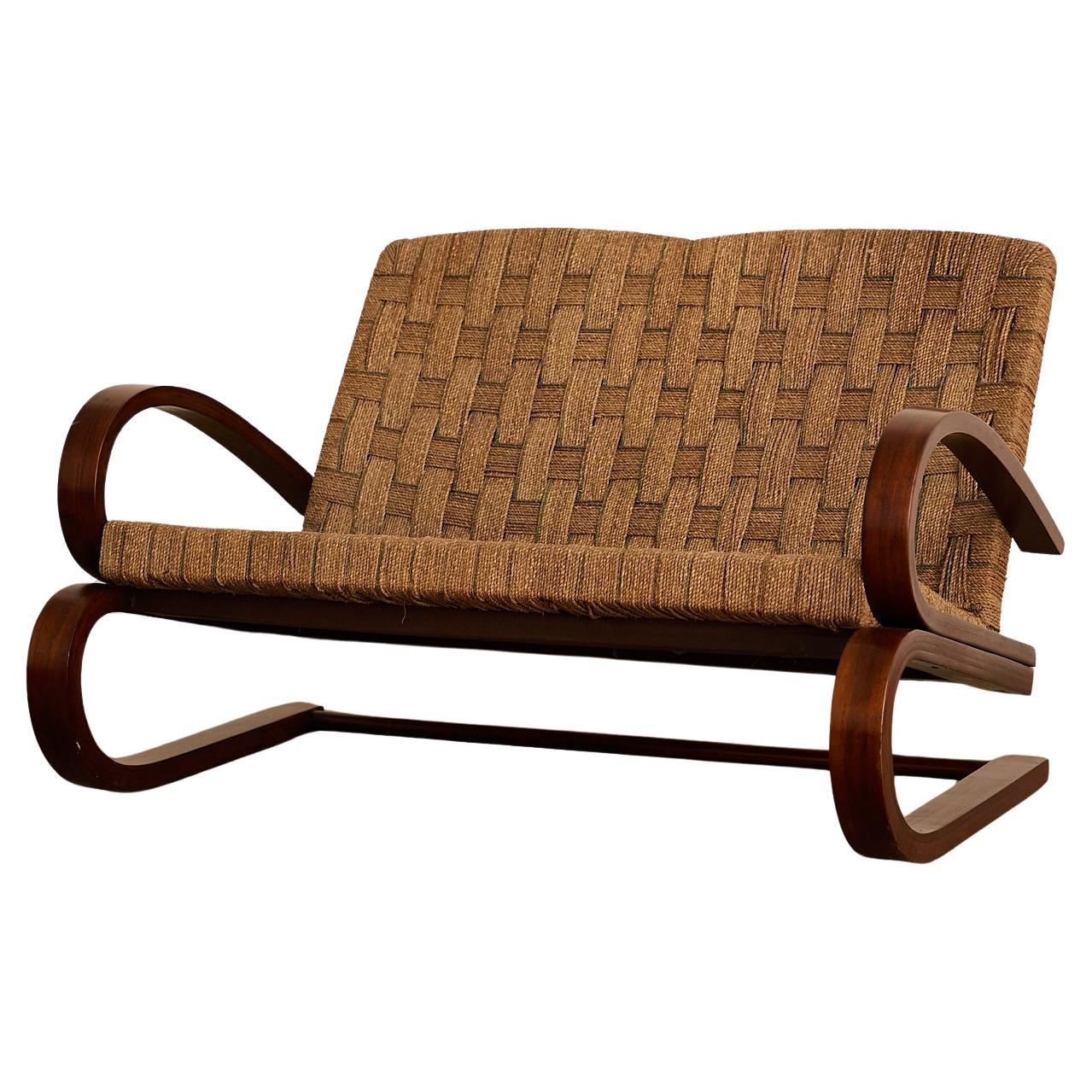 Italian Art Deco Lounge Settee by Giuseppe Pagano, 1940 en vente