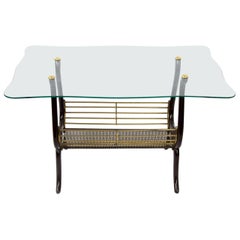 1940s Italian Mid-Century Modern Glass Top and Brass Coffee Table