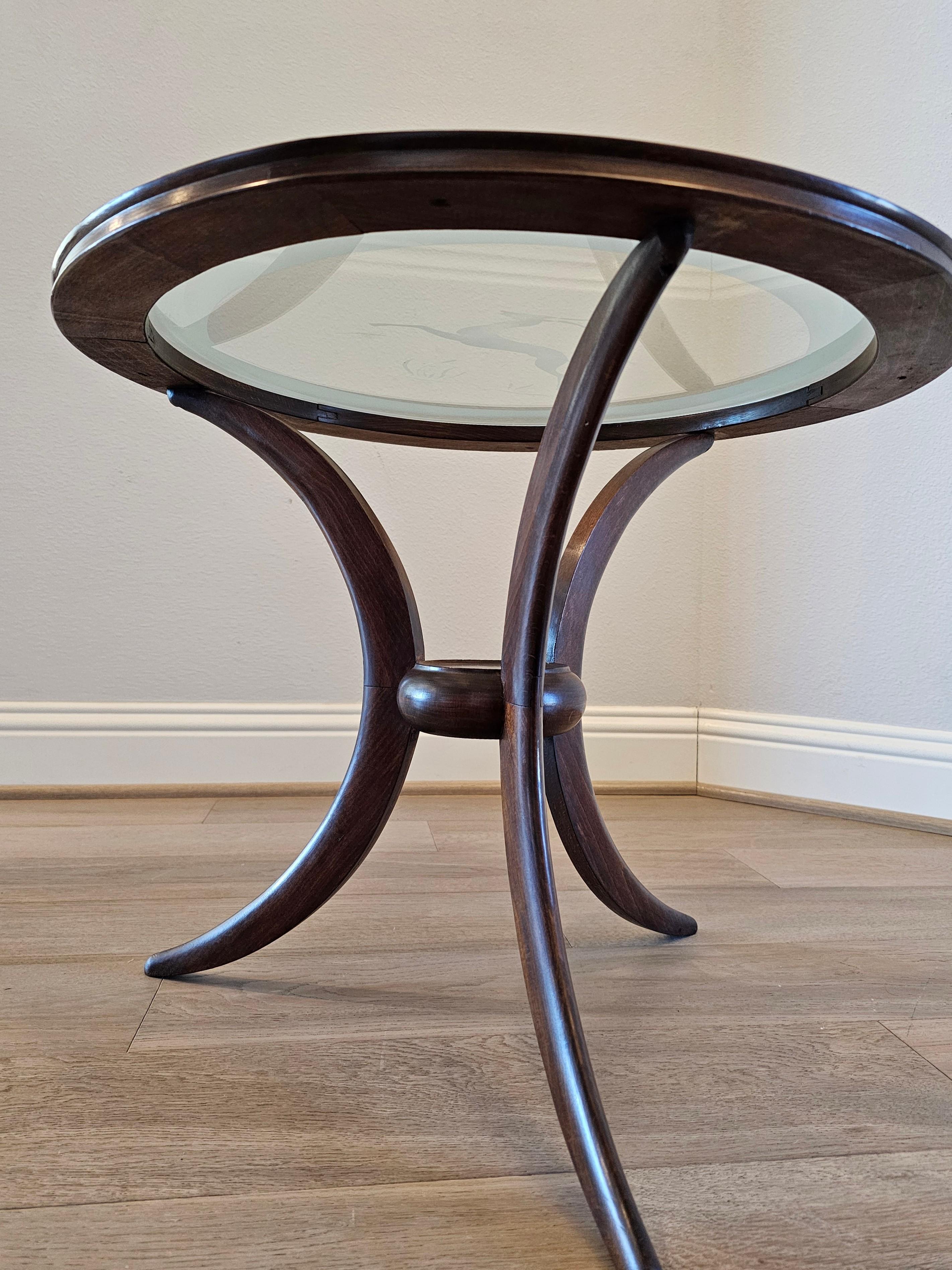 1940s Italian Mid-Century Modern Round Etched Glass Side Table  For Sale 6
