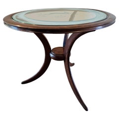 1940s Italian Mid-Century Modern Round Etched Glass Side Table
