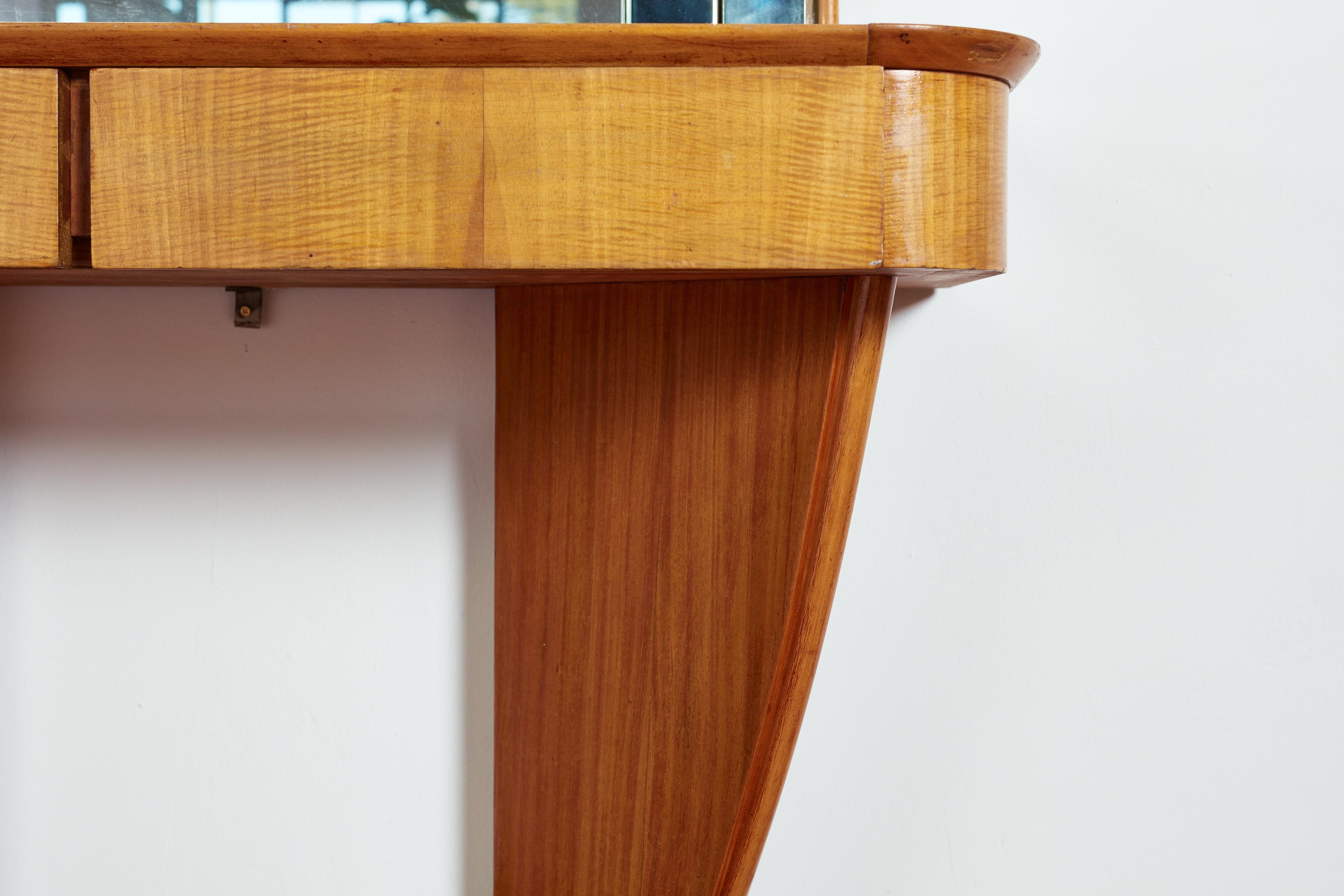 Mahogany 1940's Italian Mirror Console For Sale