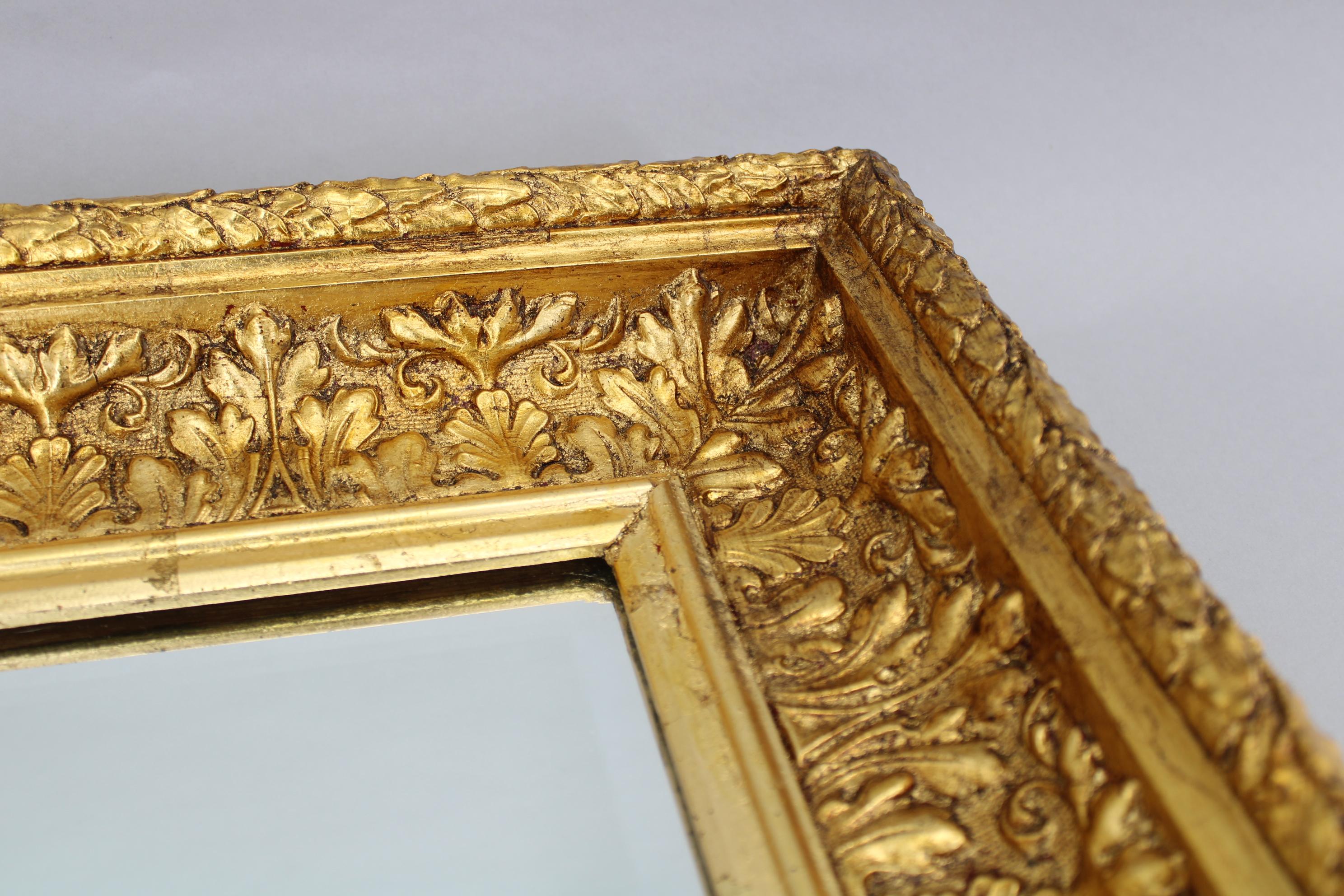 1940s Italian Mirror in Golden Wood Frame  For Sale 6