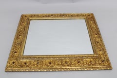 1940s Italian Mirror in Golden Wood Frame