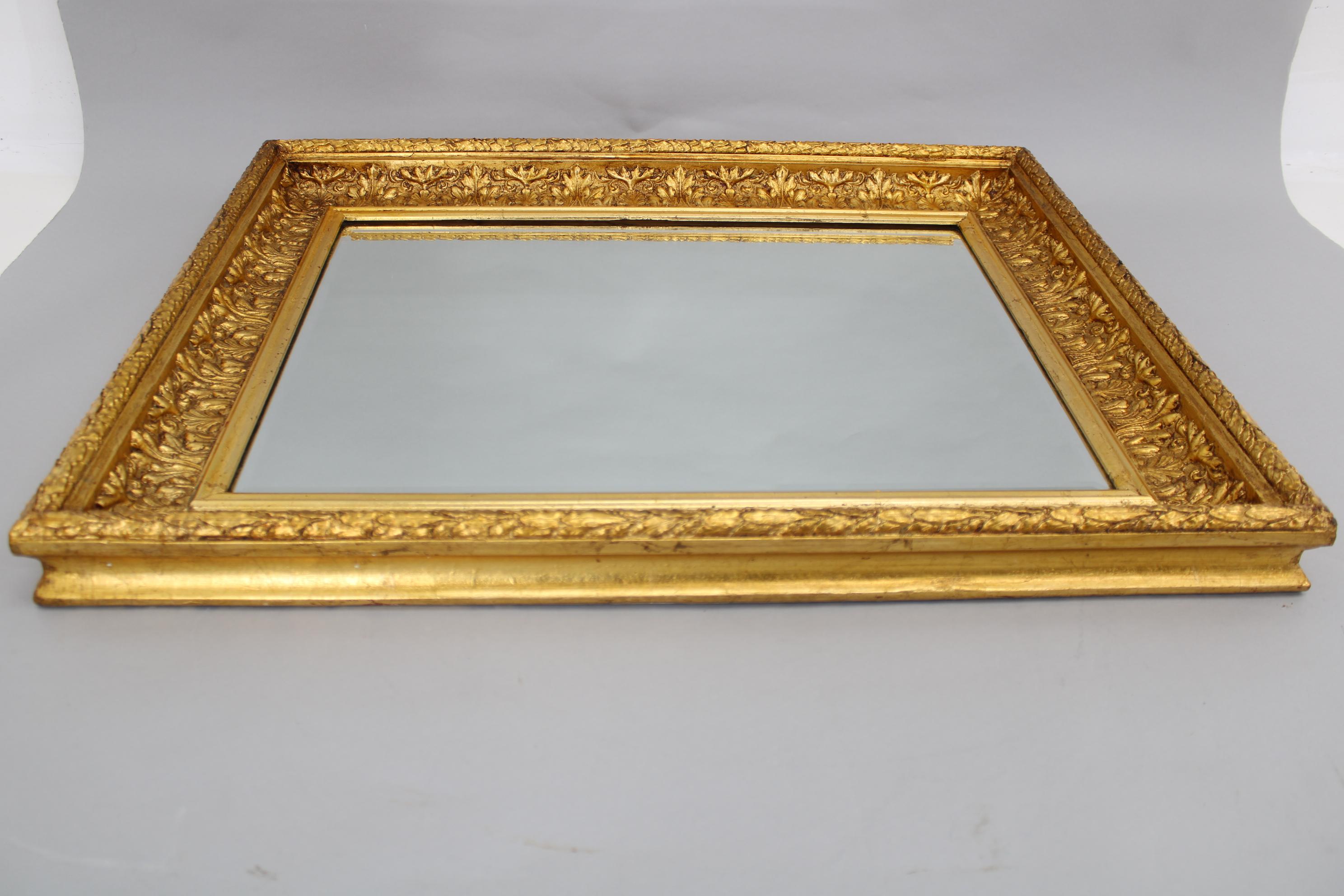 1940s Italian Mirror in Golden Wood Frame  For Sale 1