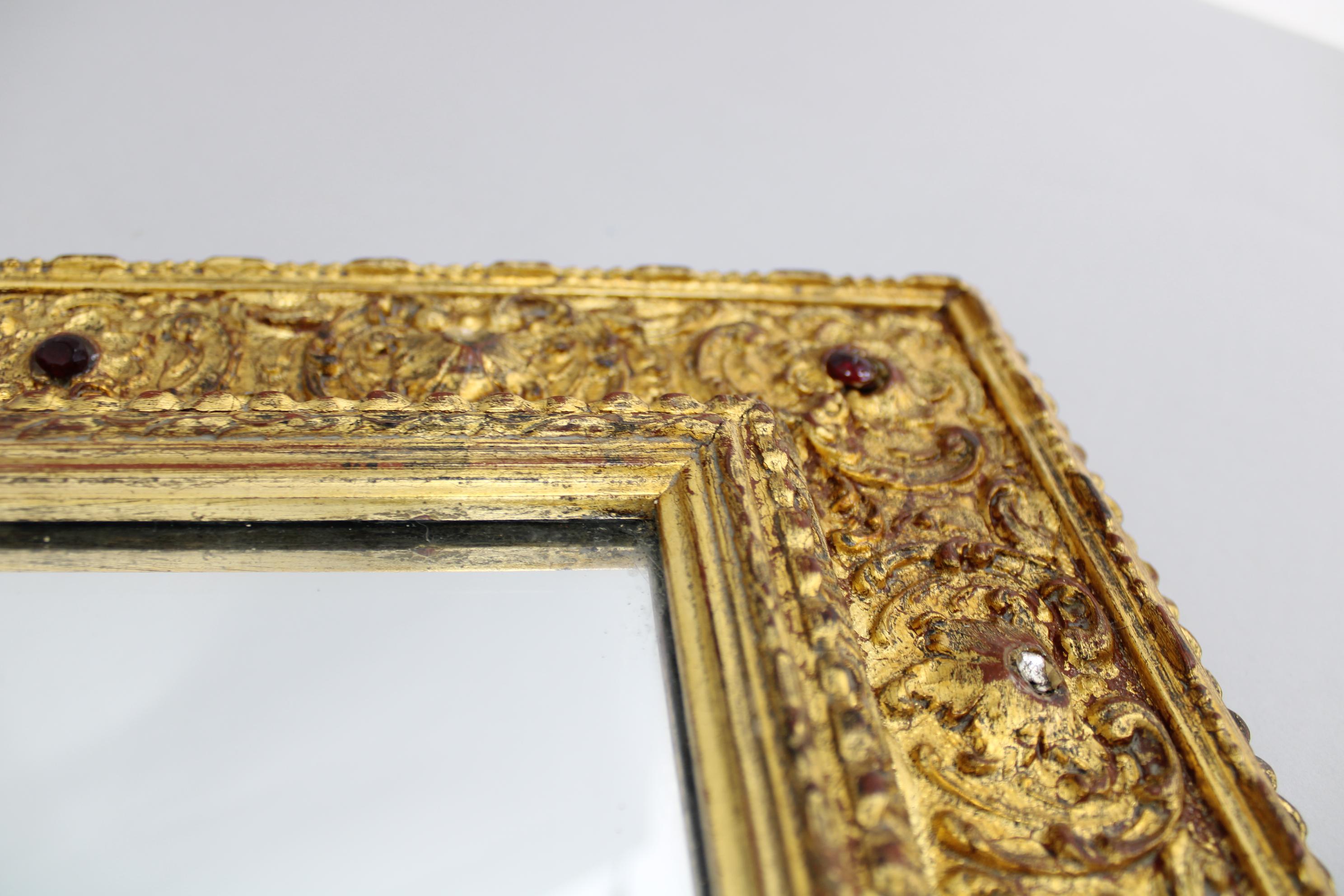 1940s Italian Mirror in Golden Wood Frame  For Sale 3