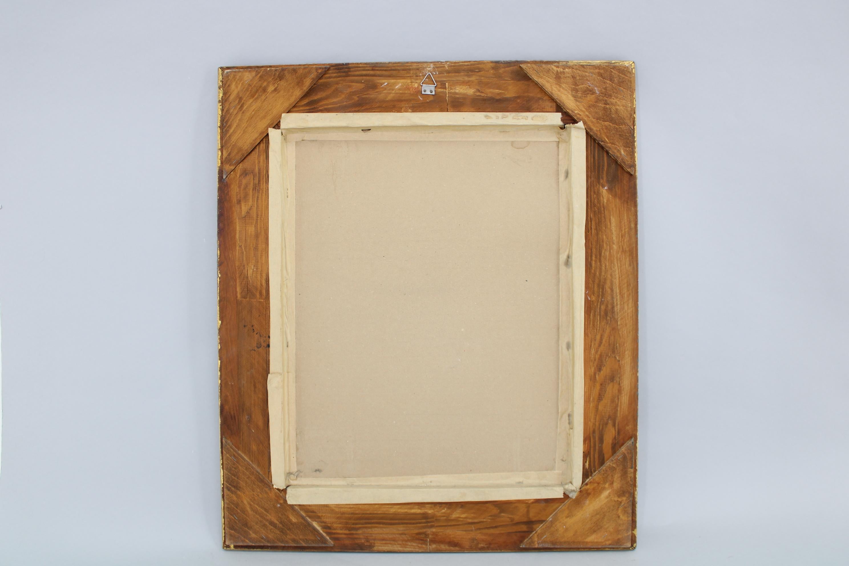 1940s Italian Mirror in Golden Wood Frame  For Sale 4