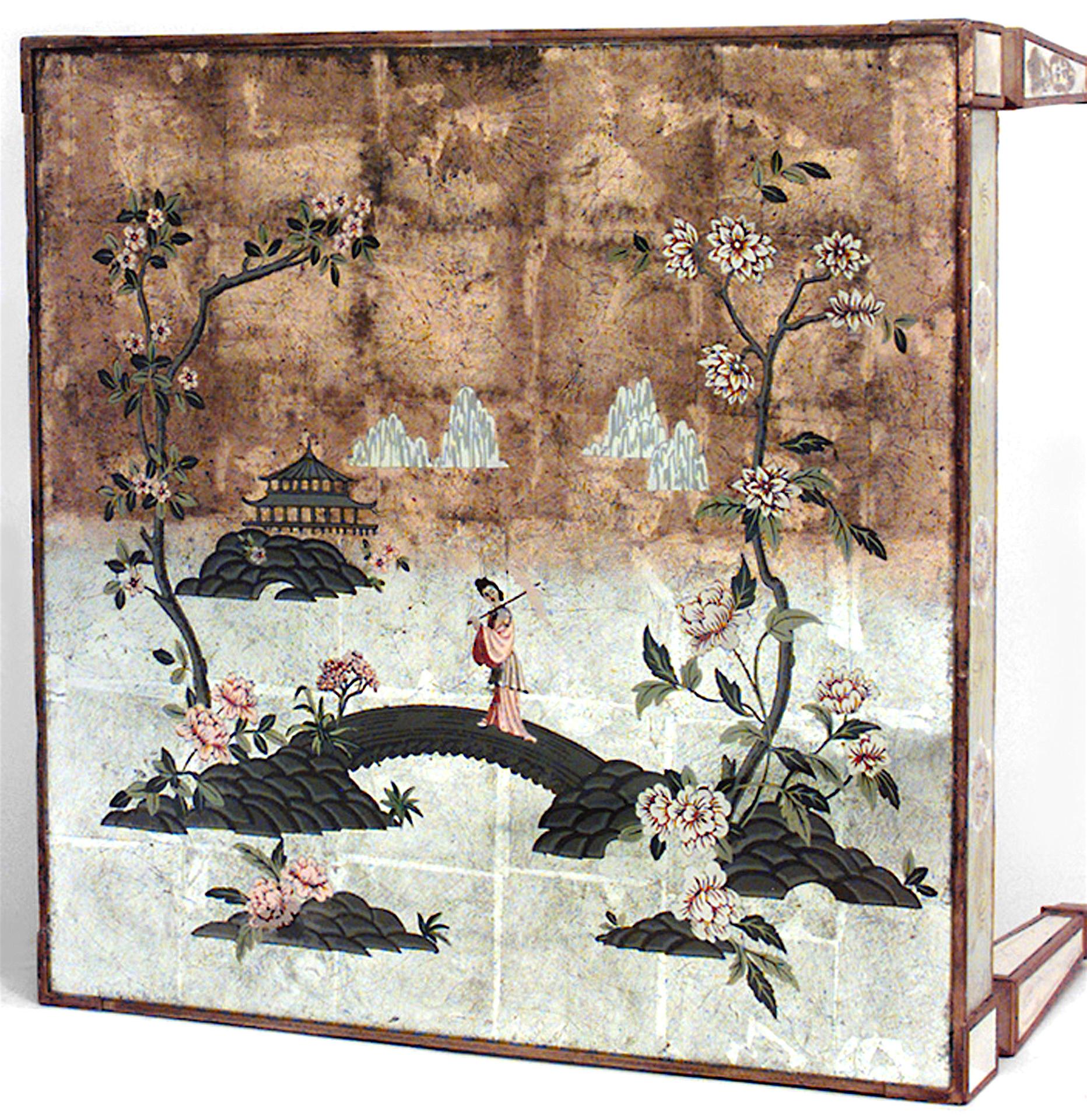 Chinoiseries Table basse italienne en miroir de style chinoiserie du milieu du siècle dernier en vente