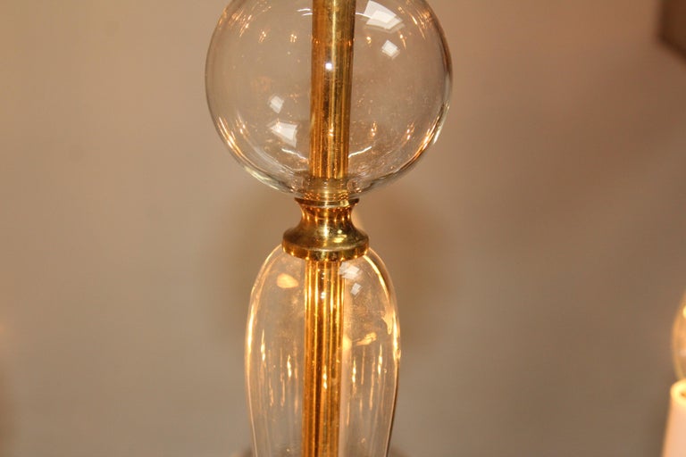 1940's Italian Murano Glass And Brass Chandelier For Sale 11