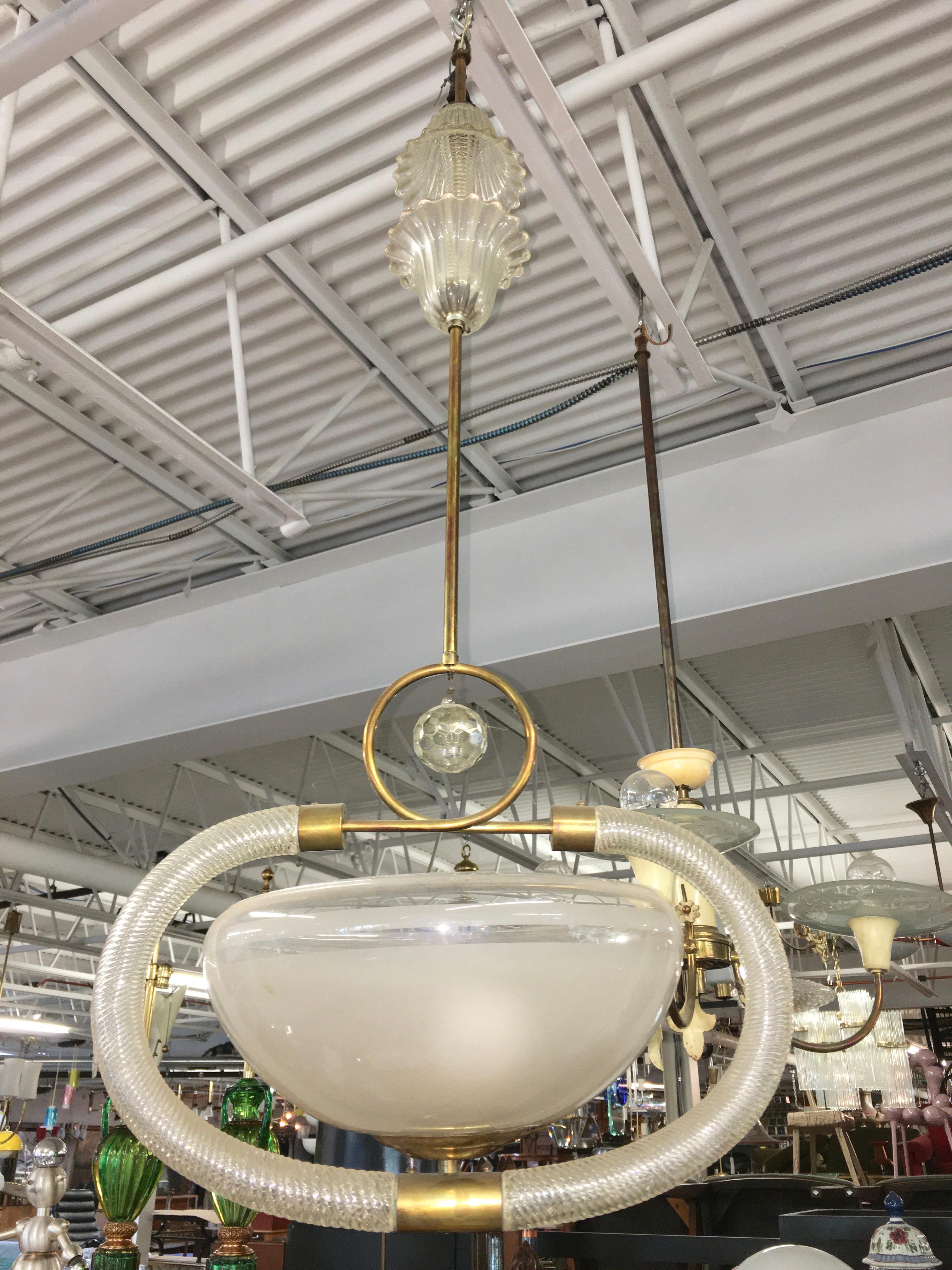 Art Deco Barovier & Toso 1940's Italian Suspension Light For Sale