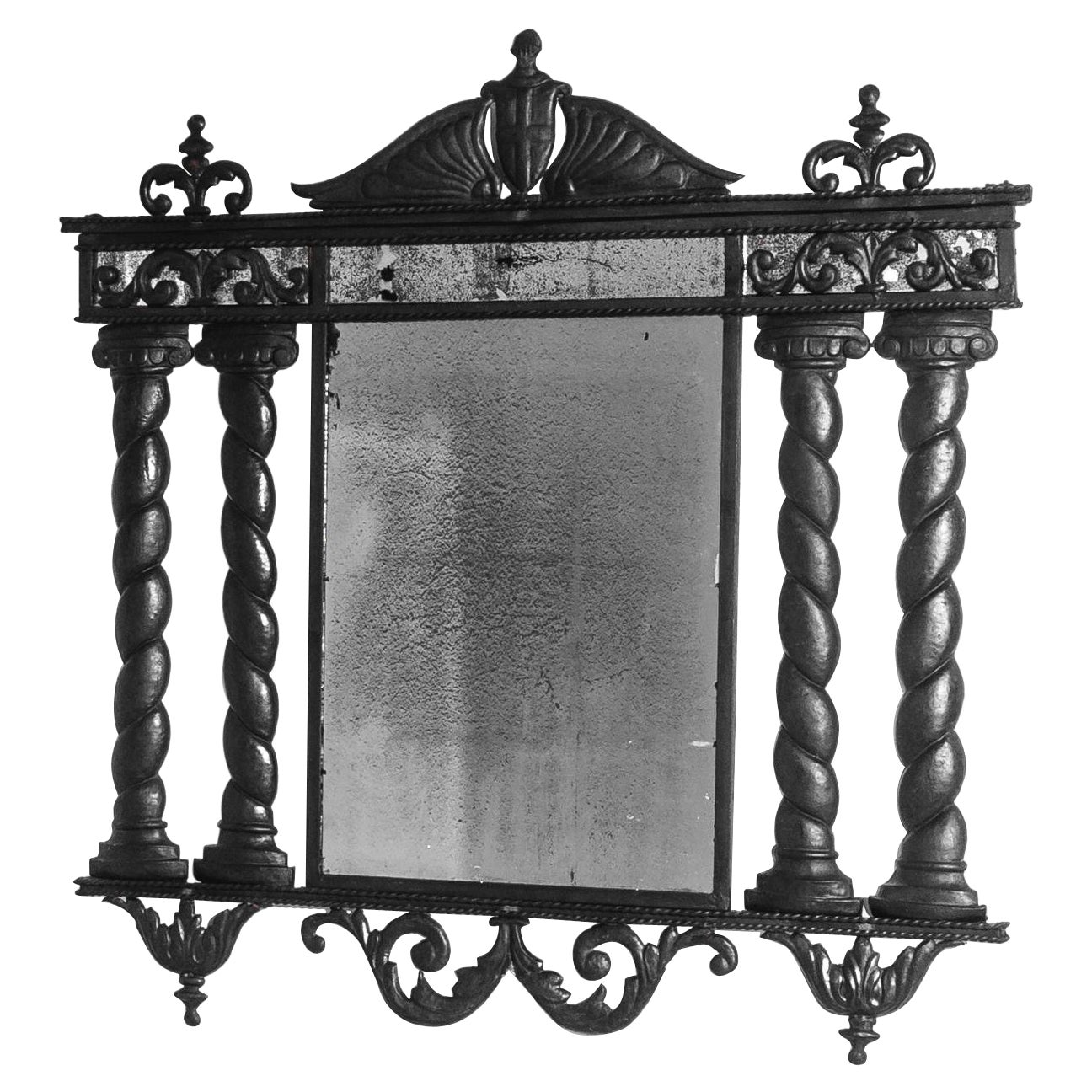 1940s Italian Neo-Barroque Metal Mirror