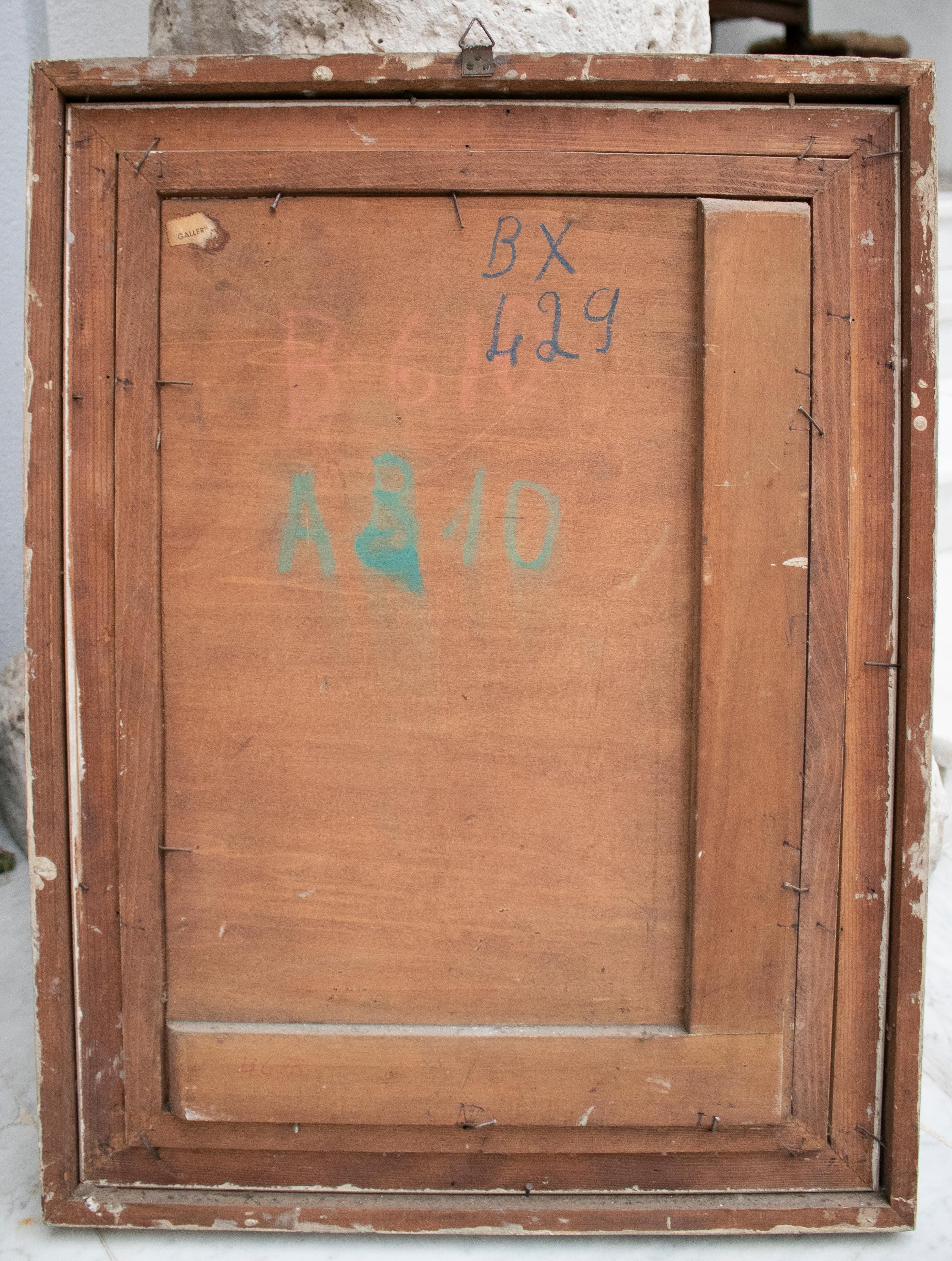 1940s Óleo Italiano sobre Madera Estilo Naif Firmado E. BO en venta 8