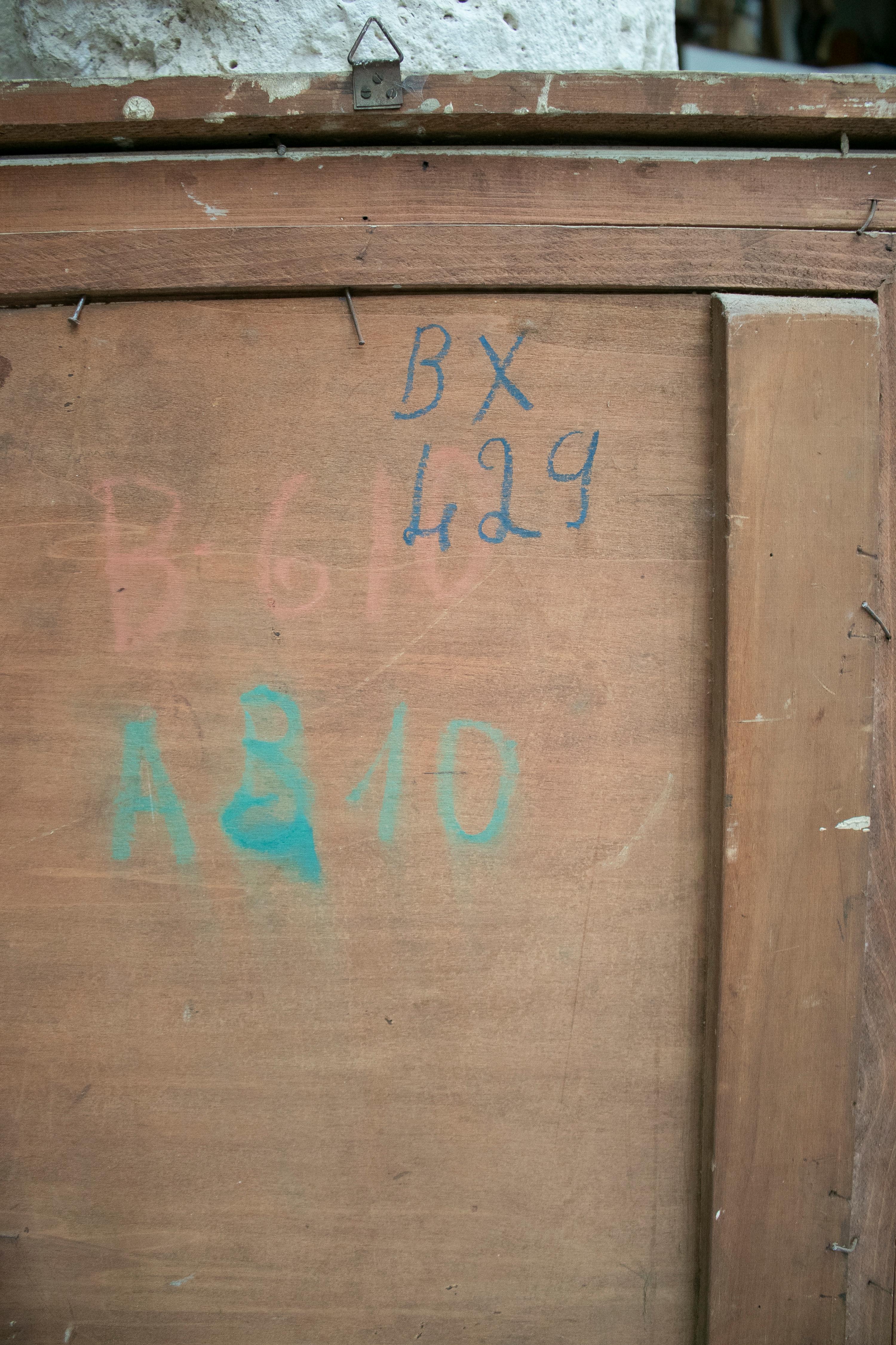 1940s Óleo Italiano sobre Madera Estilo Naif Firmado E. BO en venta 10