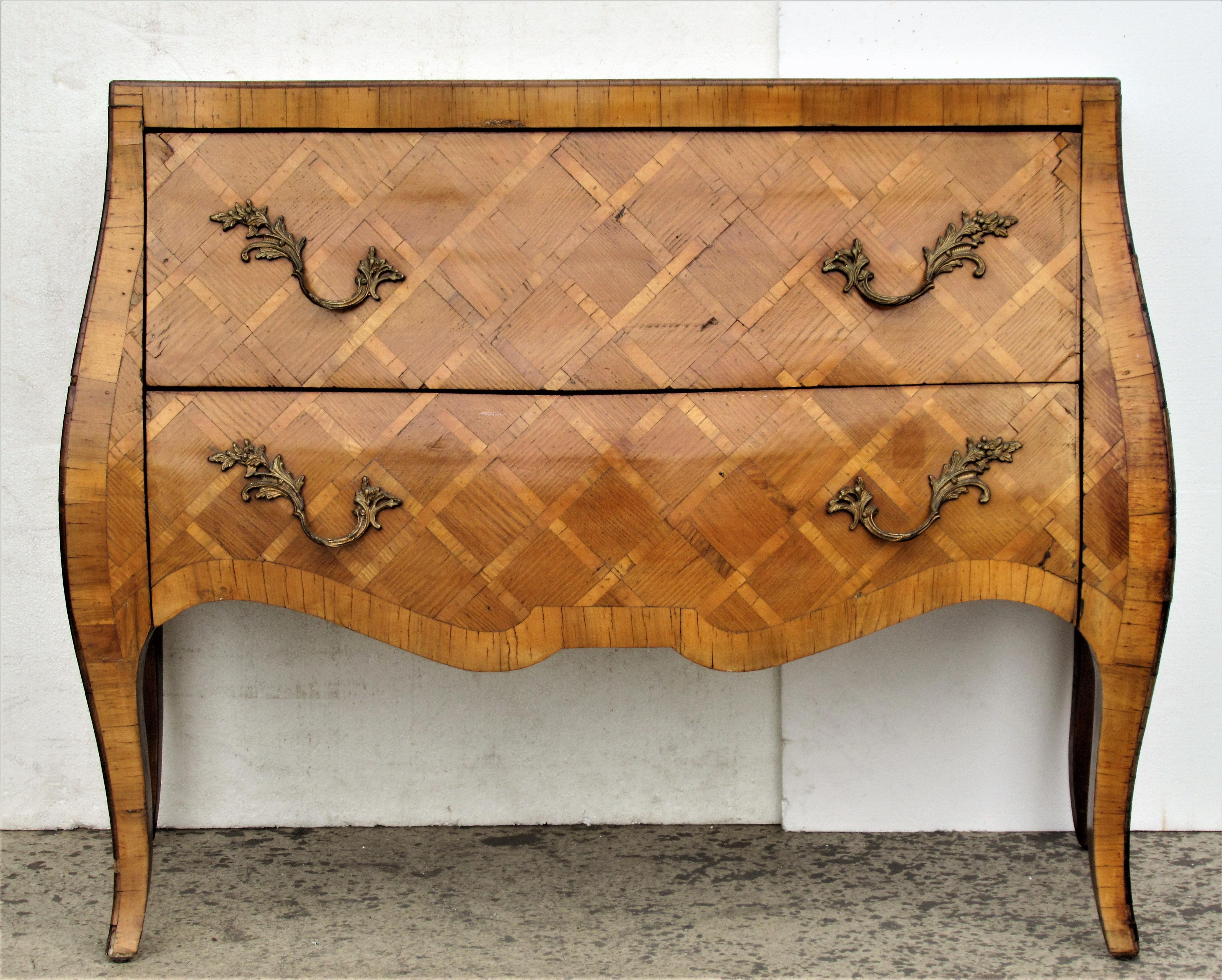 20th Century  Italian Olive Wood Parquetry Commode