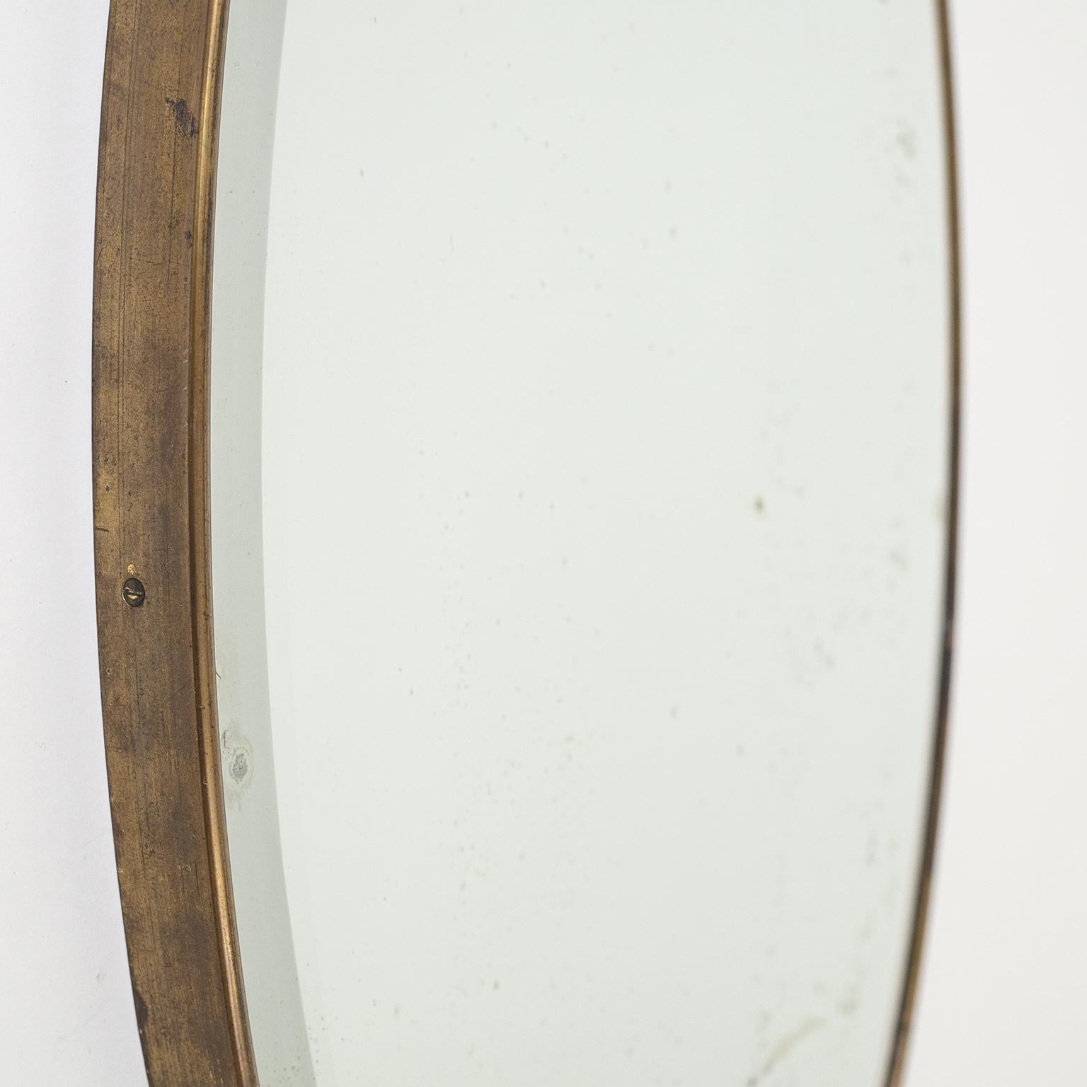 Mid-20th Century 1940s Italian Oval Brass Mirror