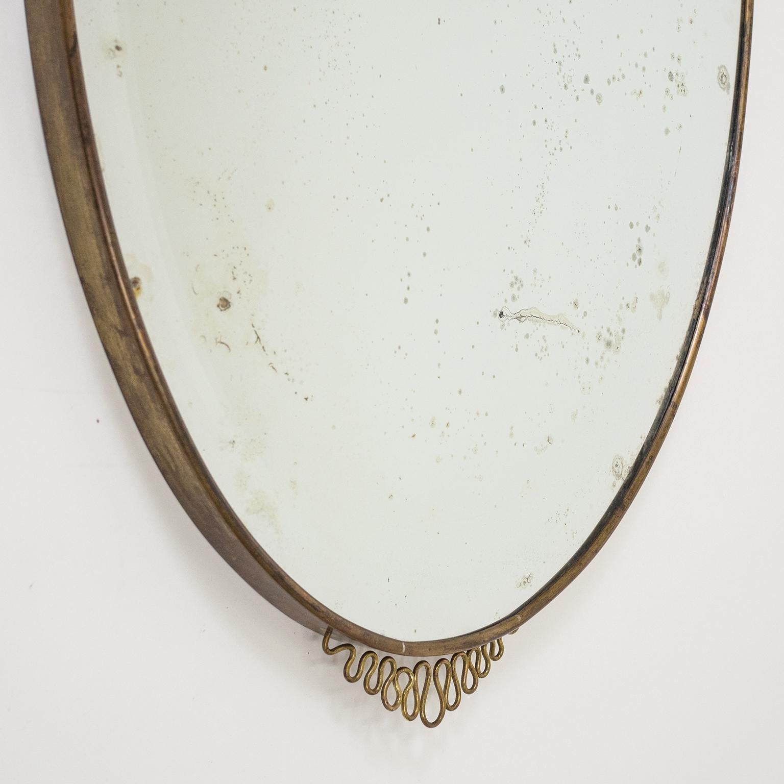 1940s Italian Oval Brass Mirror 2