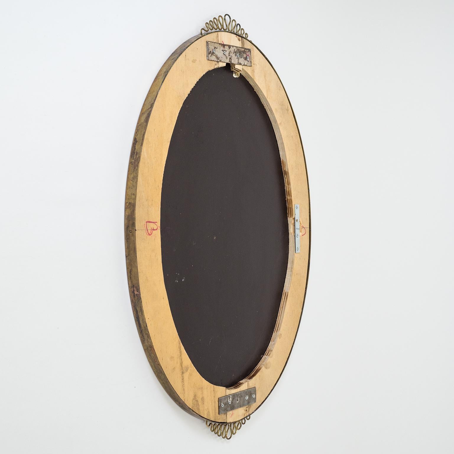 1940s Italian Oval Brass Mirror 2