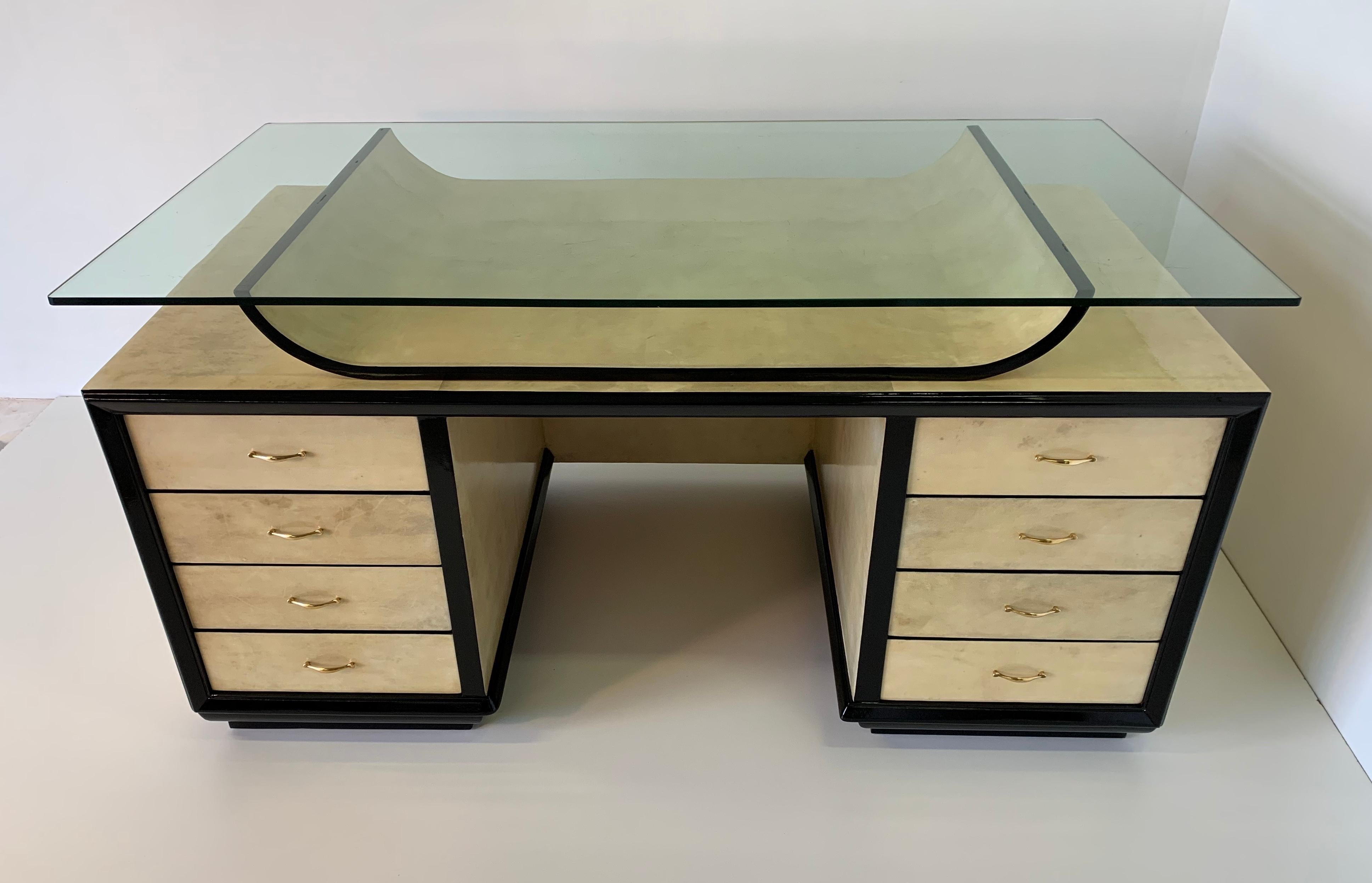 1940s Italian Parchment Desk Attributed to Osvaldo Borsani 2