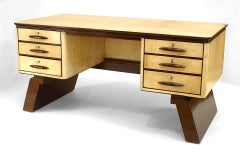 Italian Paolo Buffa Parchment Veneer Mahogany Desk