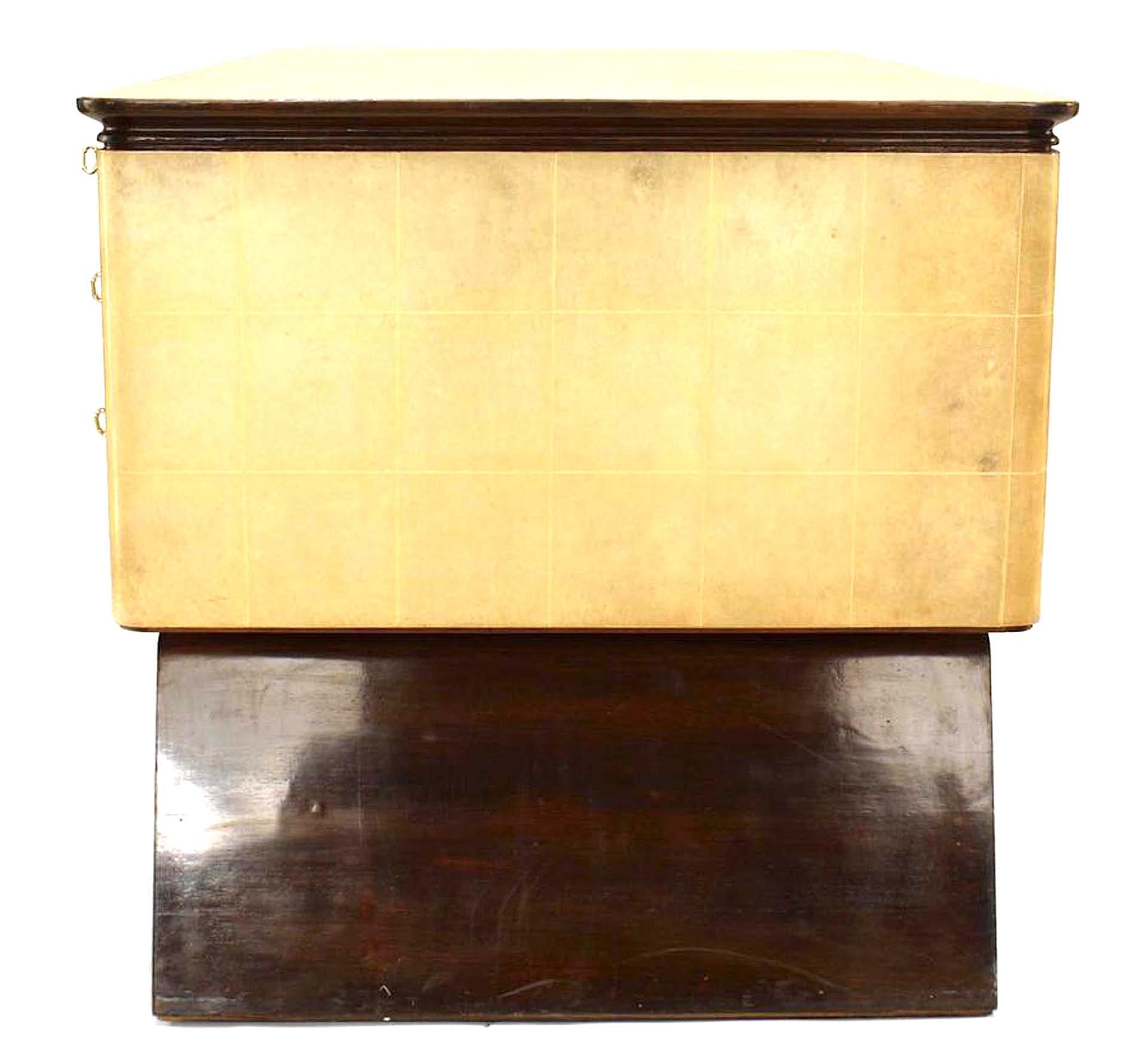Italian Paolo Buffa Parchment Veneer Mahogany Desk For Sale 3