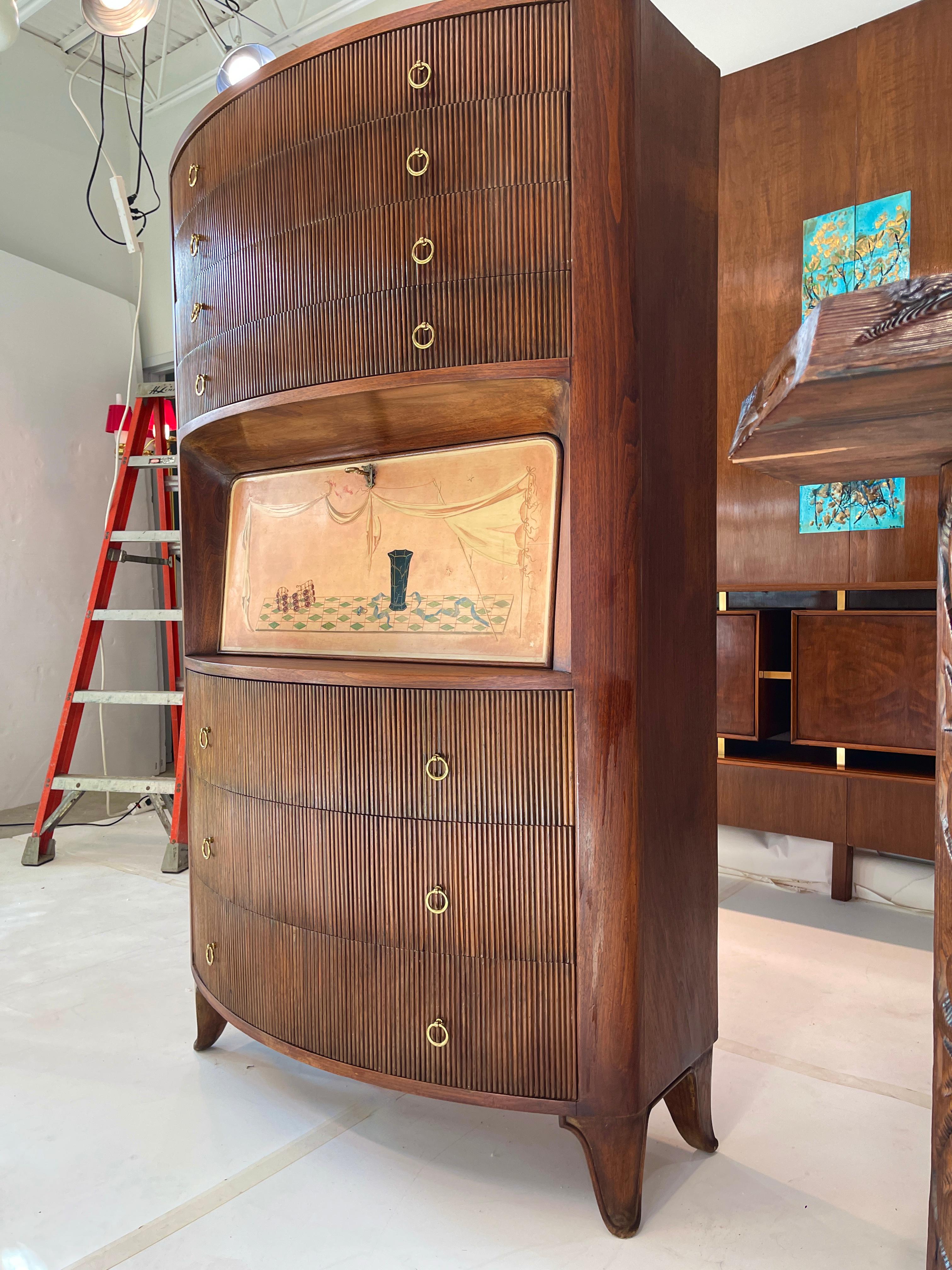 Hand-Painted 1940s Osvaldo Borsani Secretaire For Sale