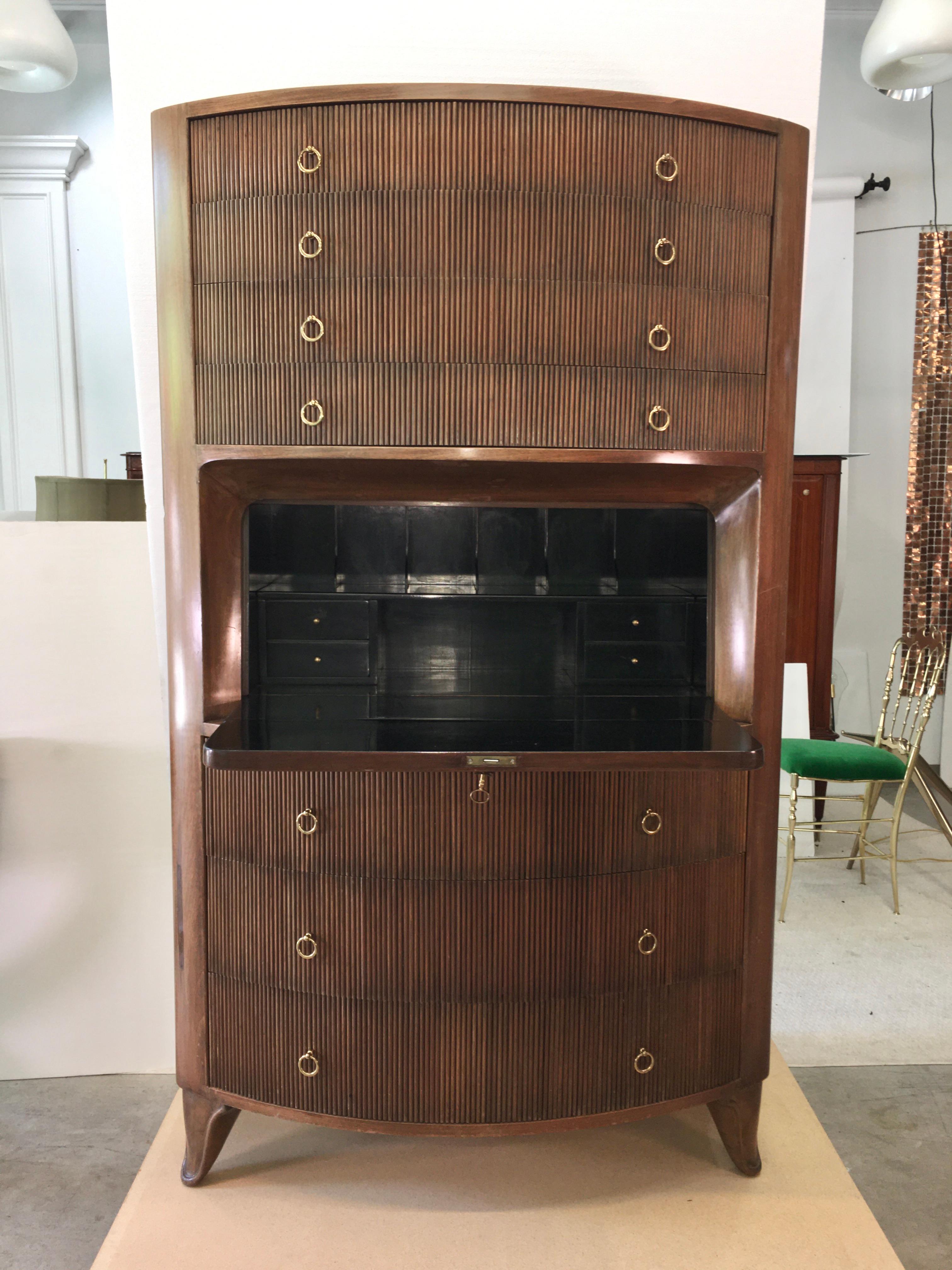 1940s Osvaldo Borsani Secretaire In Good Condition For Sale In Hanover, MA