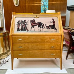 1940's Italian Secretaire with Reverse Painted Glass